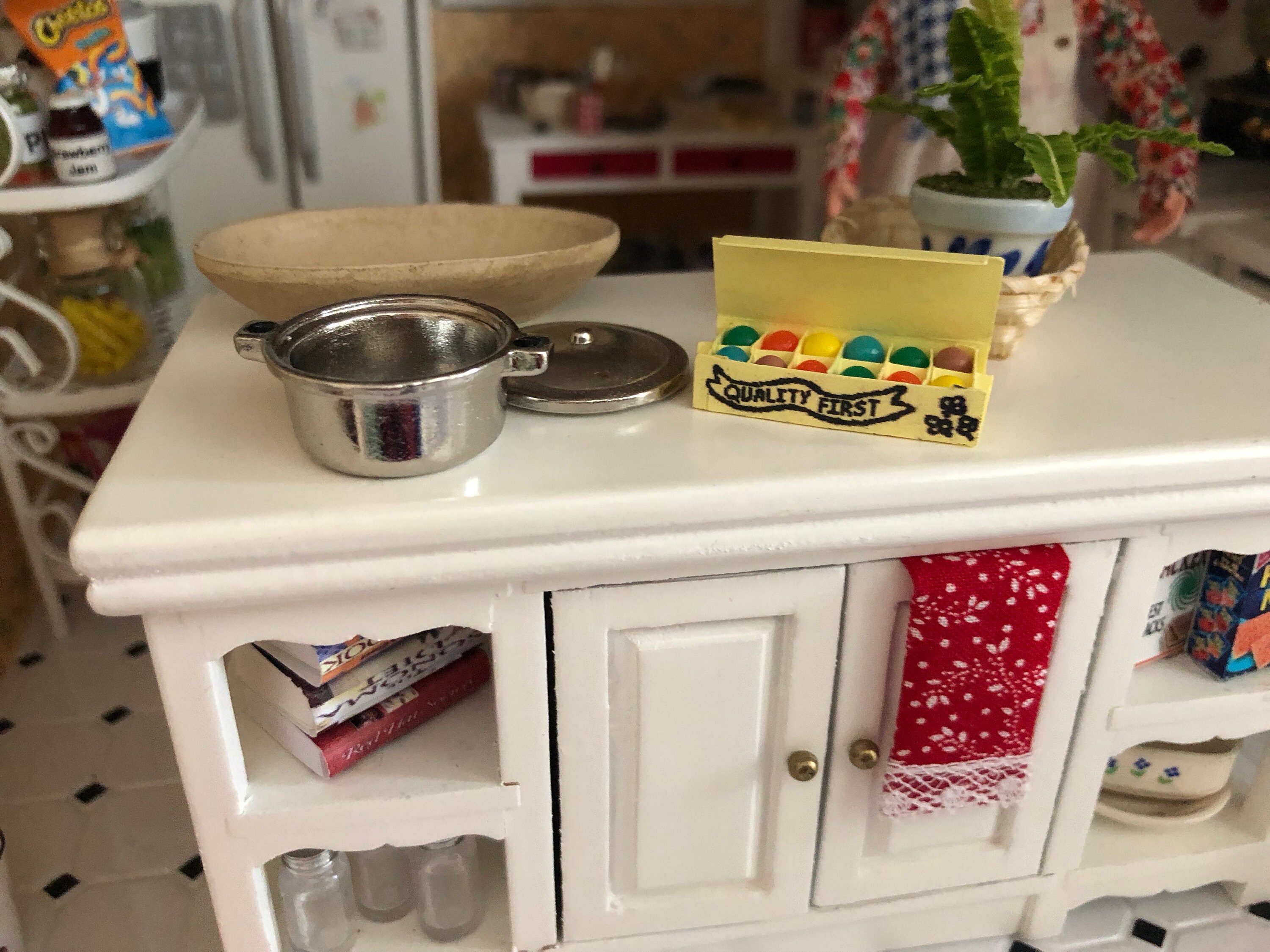 Miniature Colored Eggs in Yellow Carton, Dollhouse Miniature, 112