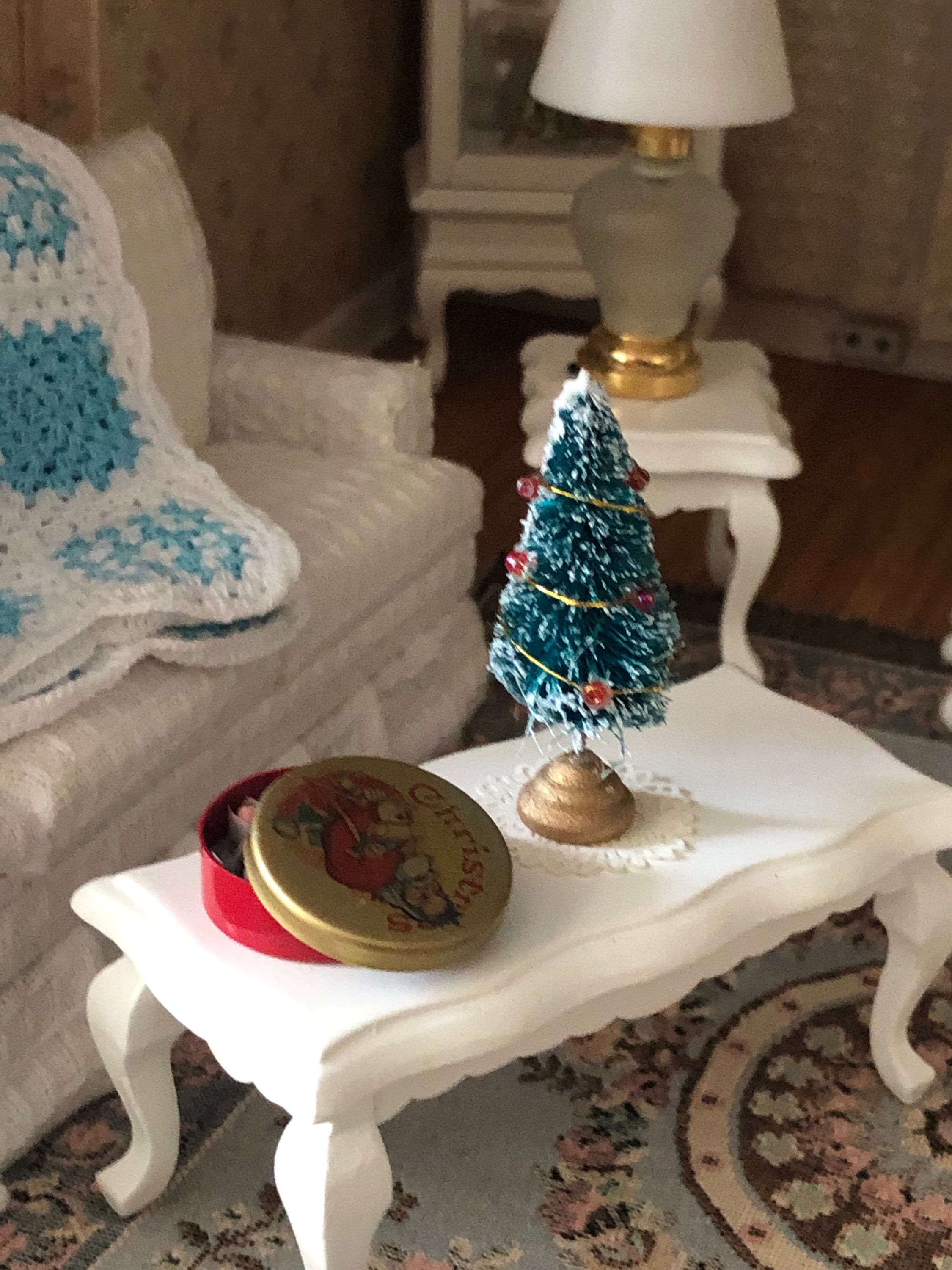 Miniature Christmas Tree, Little Decorated Tree, Dollhouse Miniature, 112 Scale, Dollhouse