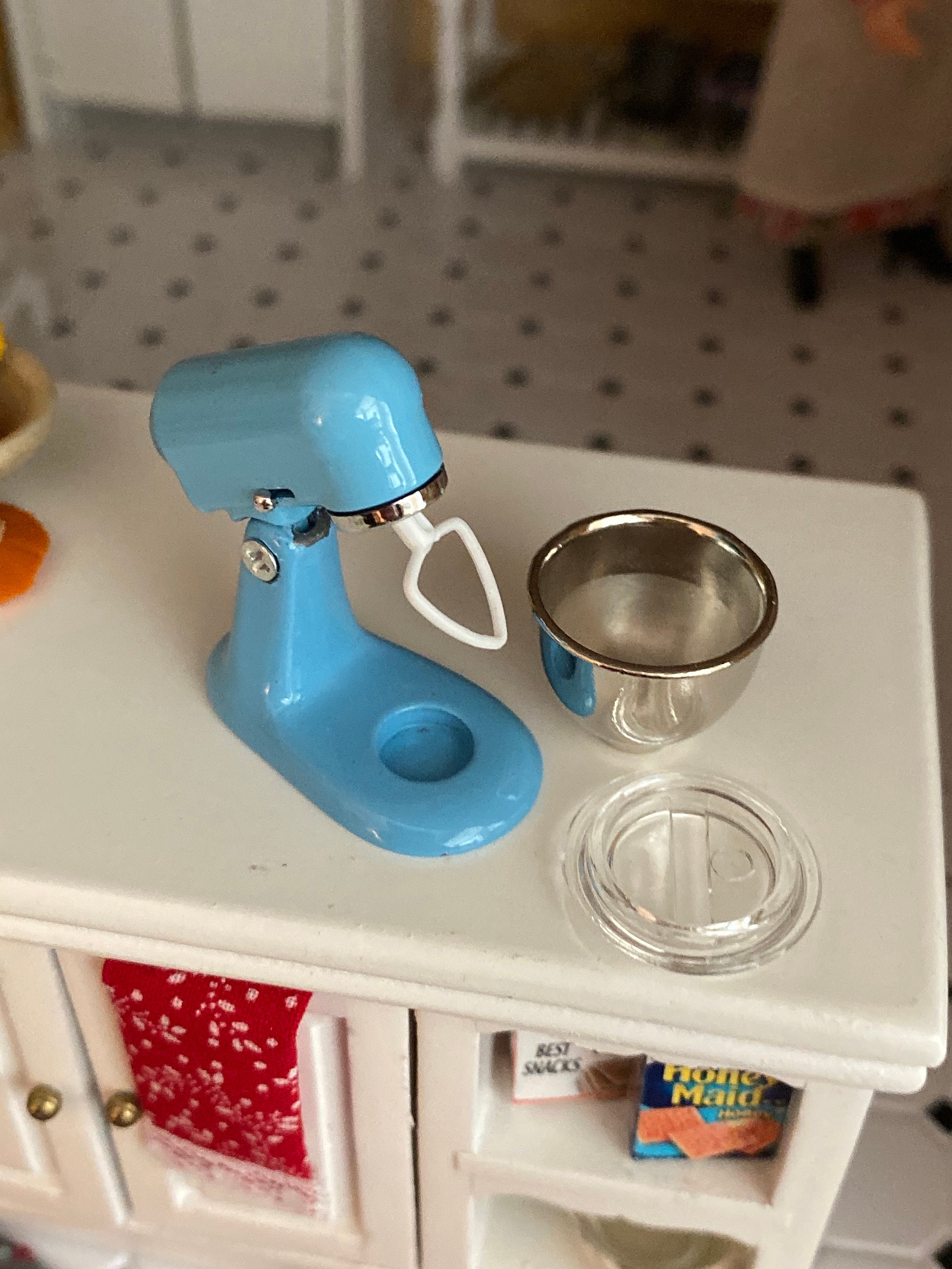 Download Miniature Mixer With Removable Bowl and Spatter Cover, Blue Stand Mixer, Dollhouse Miniature, 1 ...