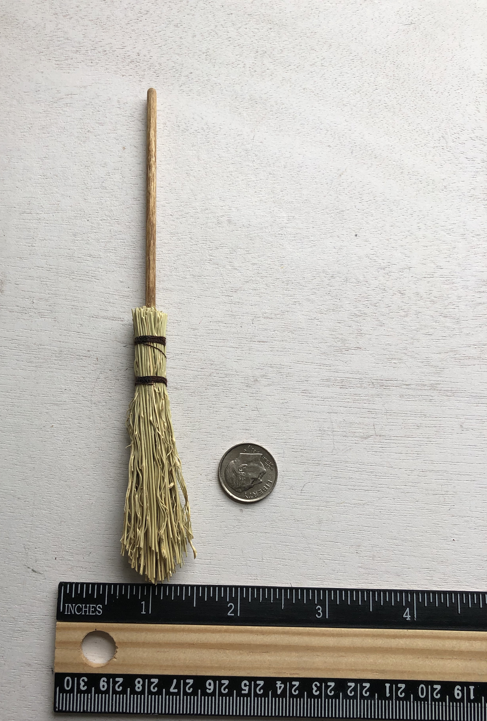 Miniature Hand Crafted Straw Broom, Wood Handle Broom, Witch Broom