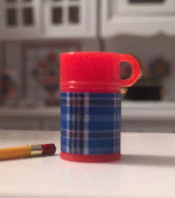 Miniature Plaid Thermos With Red Top, Dollhouse Miniature, 1:12 Scale, Mini  Thermos, Accessory, Decor 