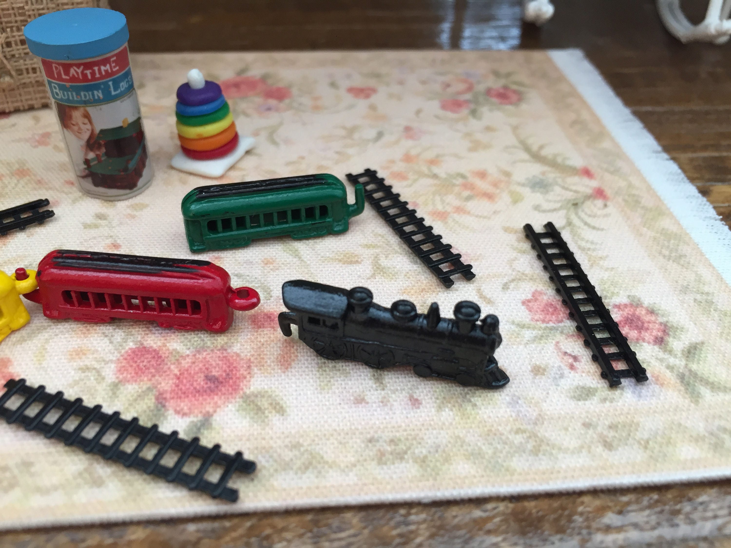 Miniature Train Set Metal Mini Train With Tracks Dollhouse Etsy Australia