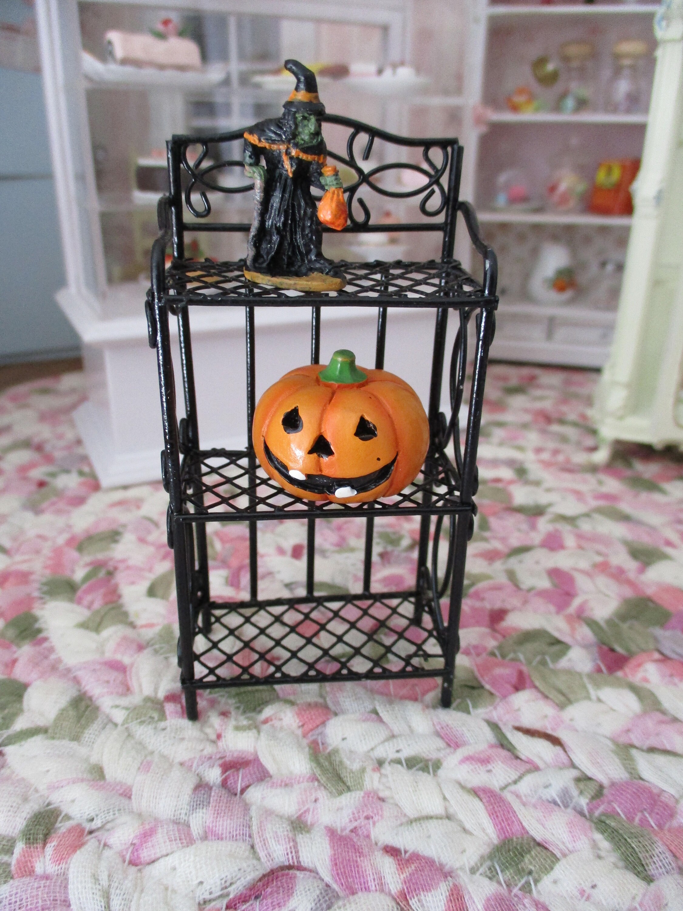 Miniature Jack O Lantern, Mini Hand Painted Pumpkin, Style 25
