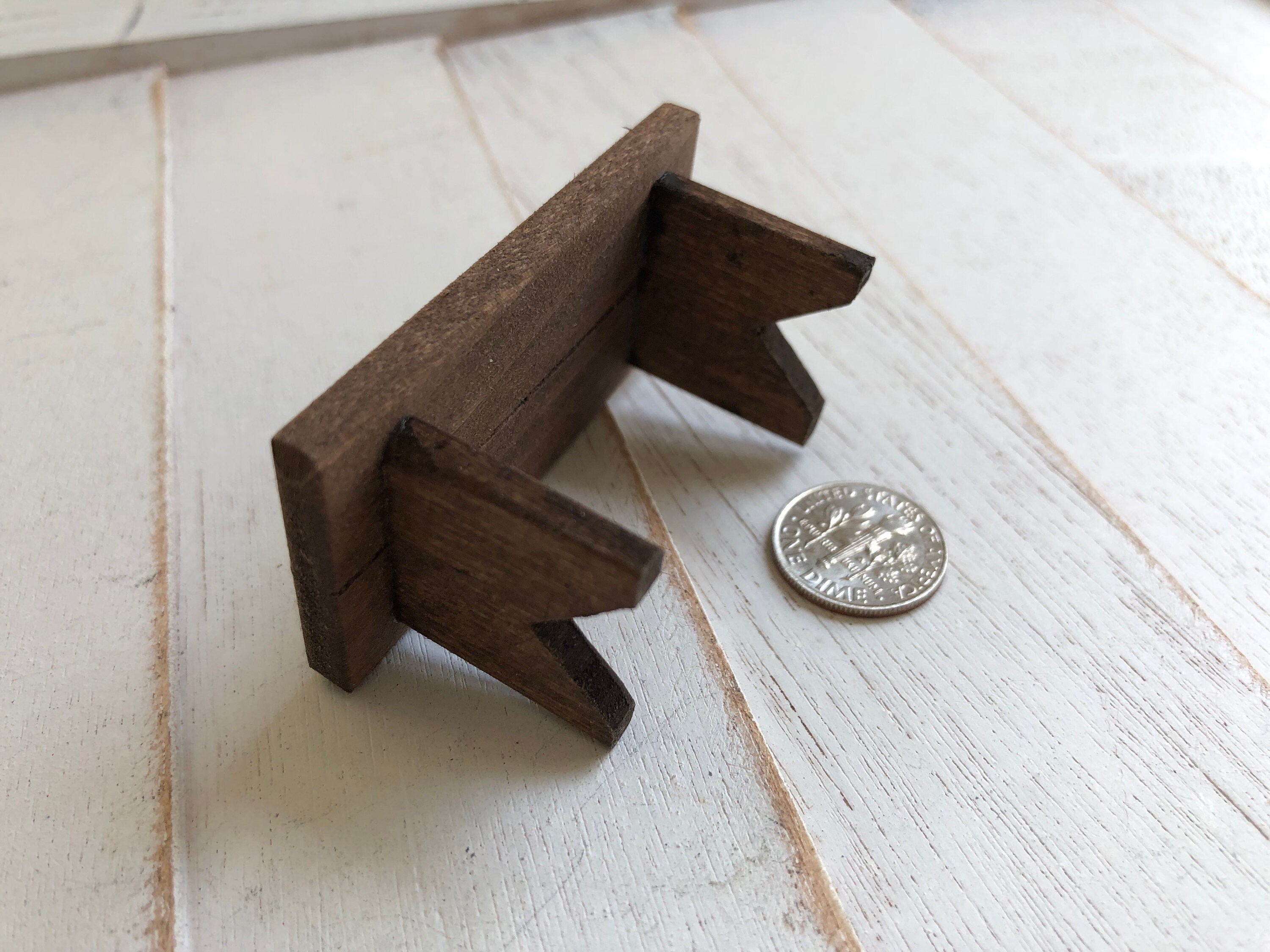 Miniature Wood Bench, Hand Crafted Mini Wood Bench, Dollhouse Miniature
