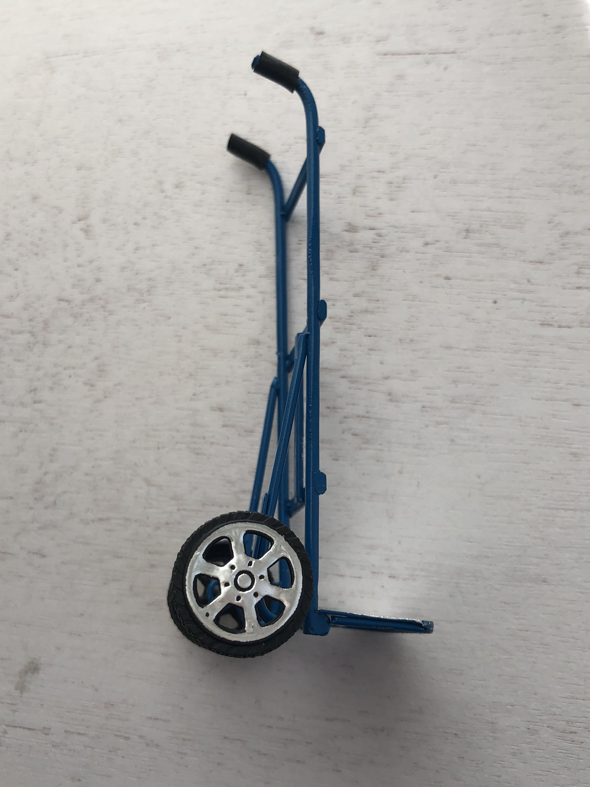 Miniature Dolly, Blue Metal Miniature Dolly, Dollhouse Miniature, 112