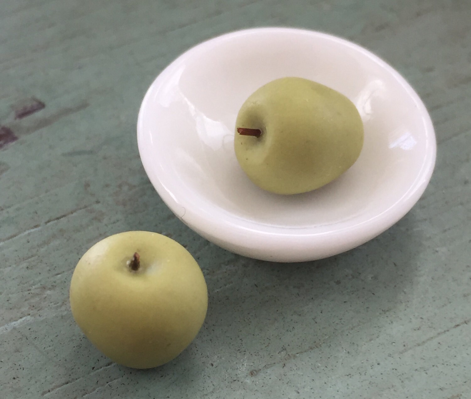 Miniature Green Apples, Dollhouse Miniature Food, 112 Scale, Dollhouse