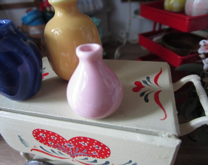 Miniature Pink Ceramic Vase, Mini Bud Flower Vase, Style #49, Dollhouse Miniature, 1:12 Scale, Dollhouse Decor, Accessory, Vase