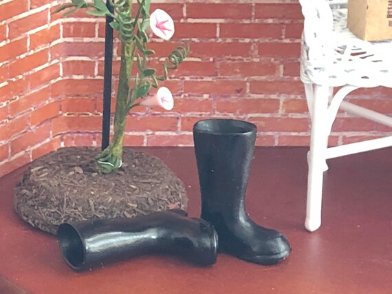 Miniature Black Boots Mini Rubber Boots 