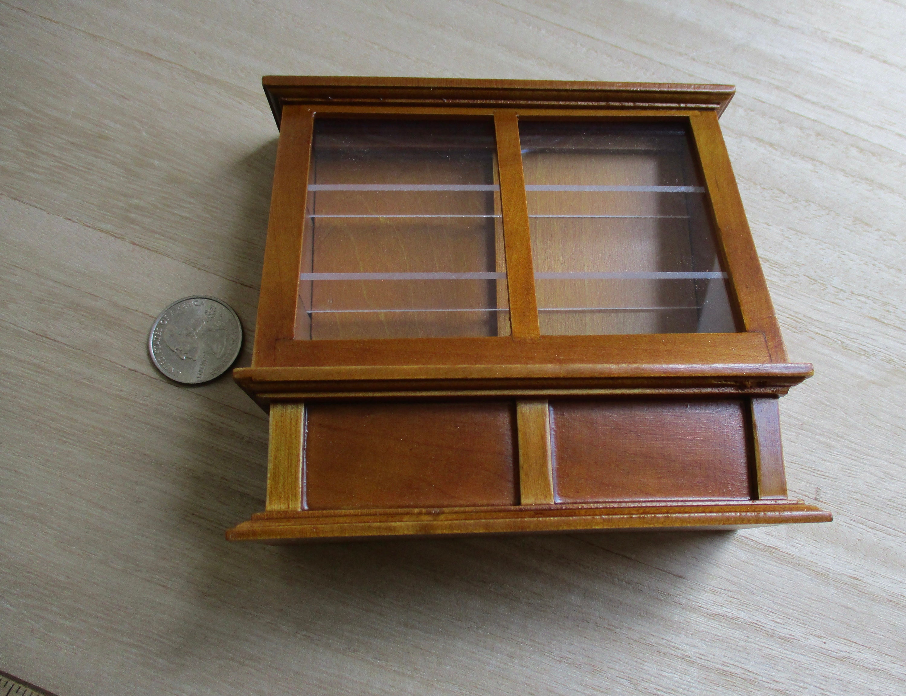 Miniature Store Display Case, Mini Wood Display With Shelves