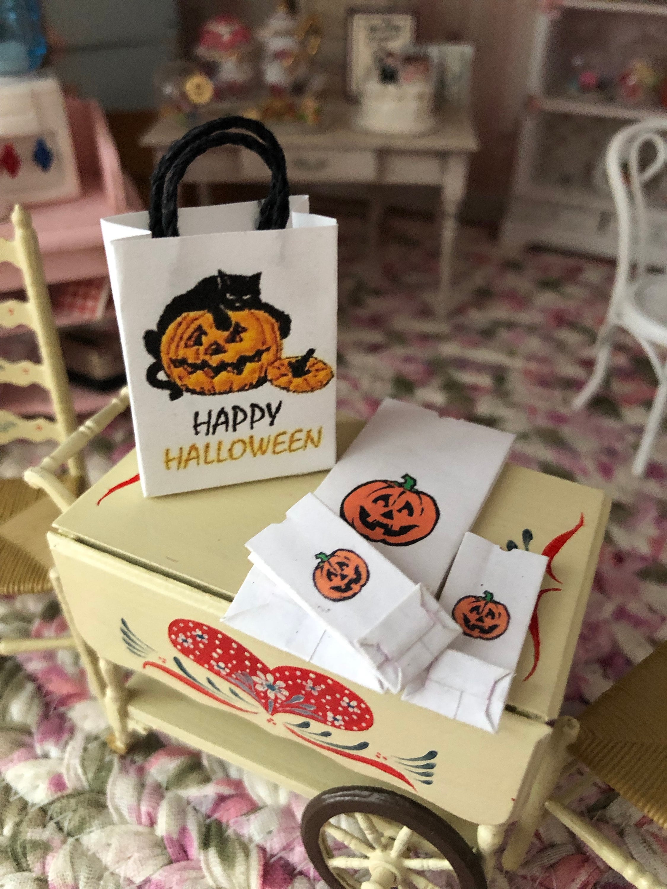 Miniature Halloween Bag Happy Halloween Shopping Bag Dollhouse 