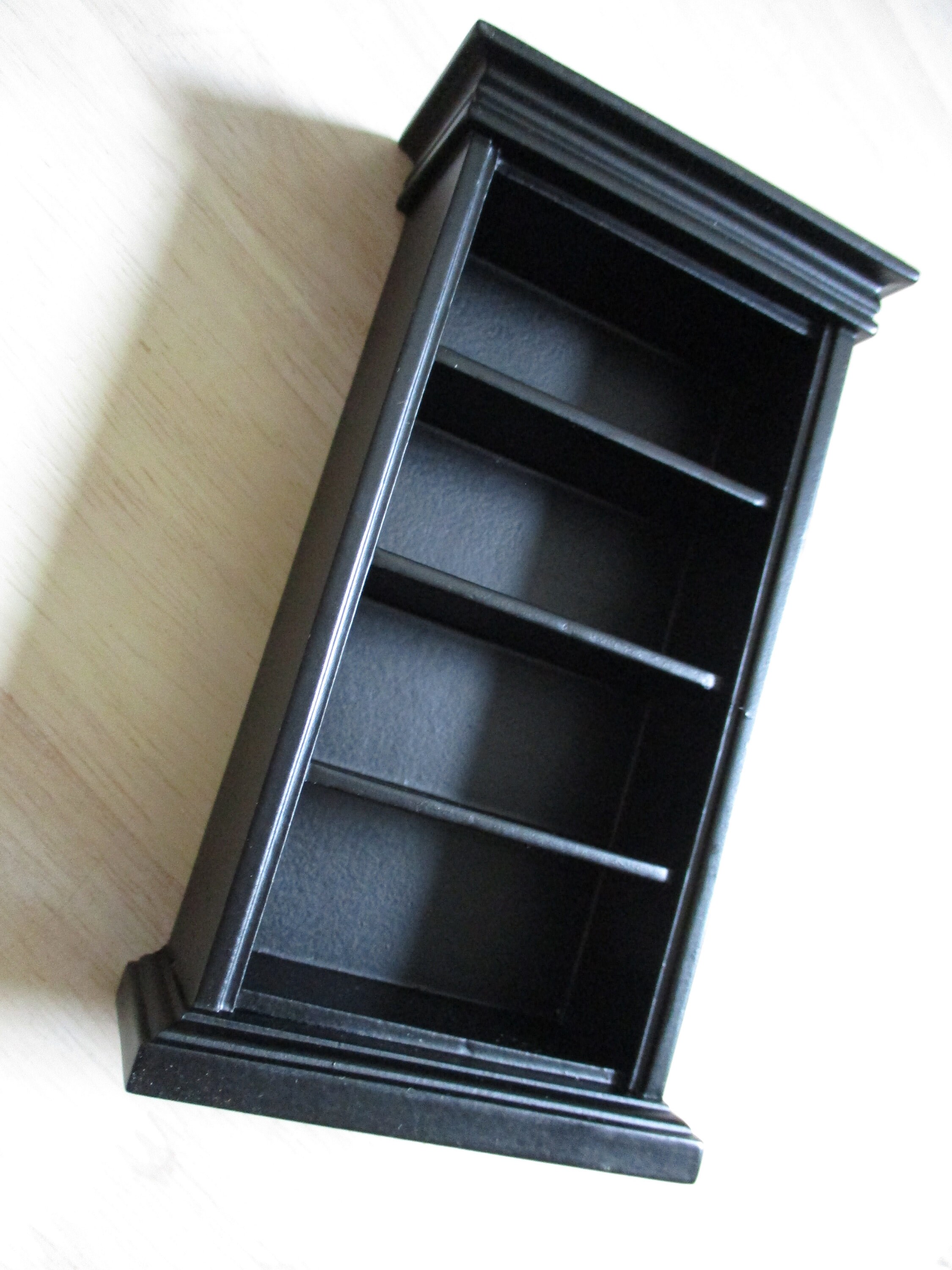 Miniature Bookshelf, Mini Black Wood Book Case Shelf, Dollhouse