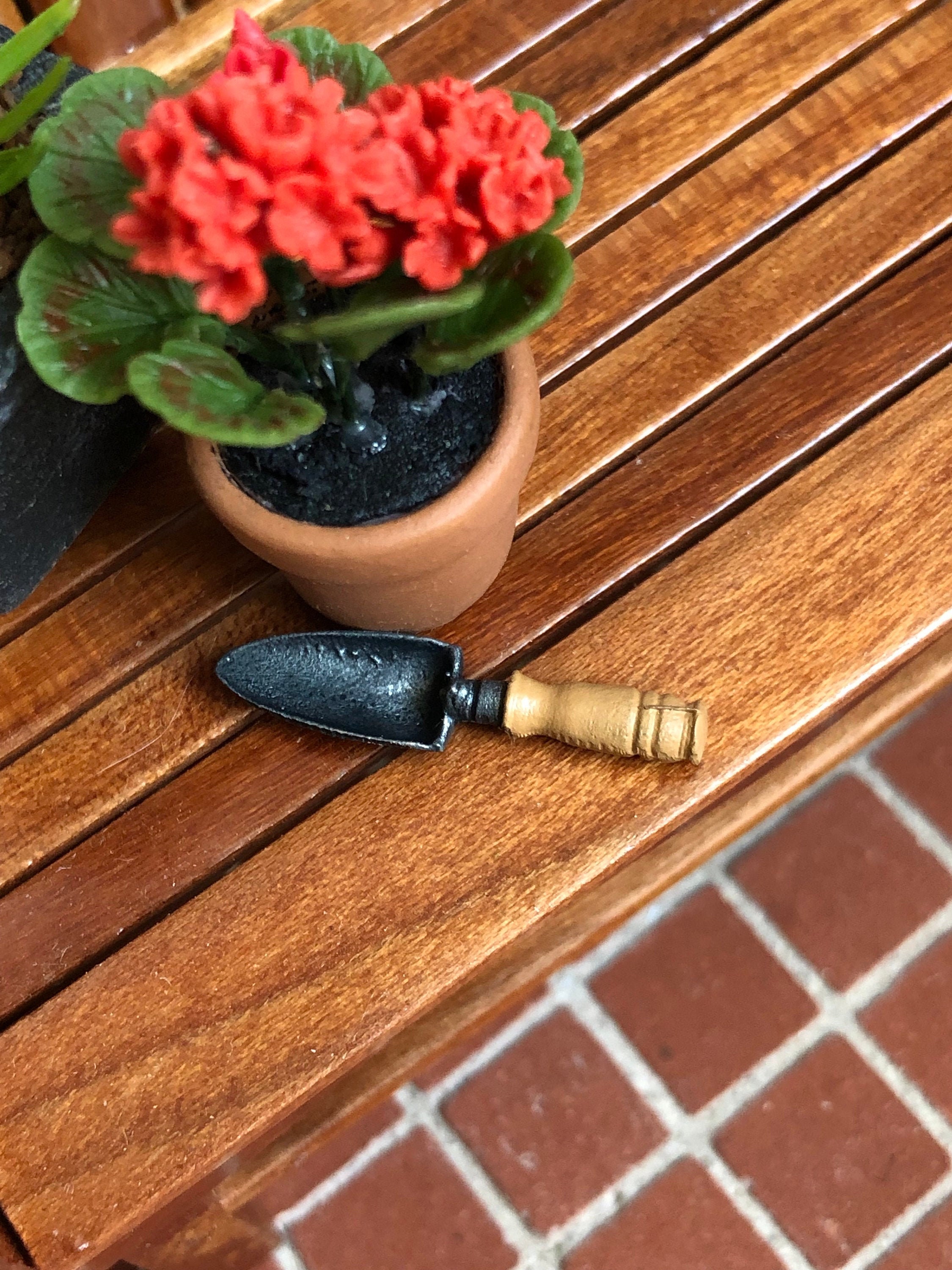 Miniature Garden Trowel, Mini Metal Shovel with Wool Look Handle