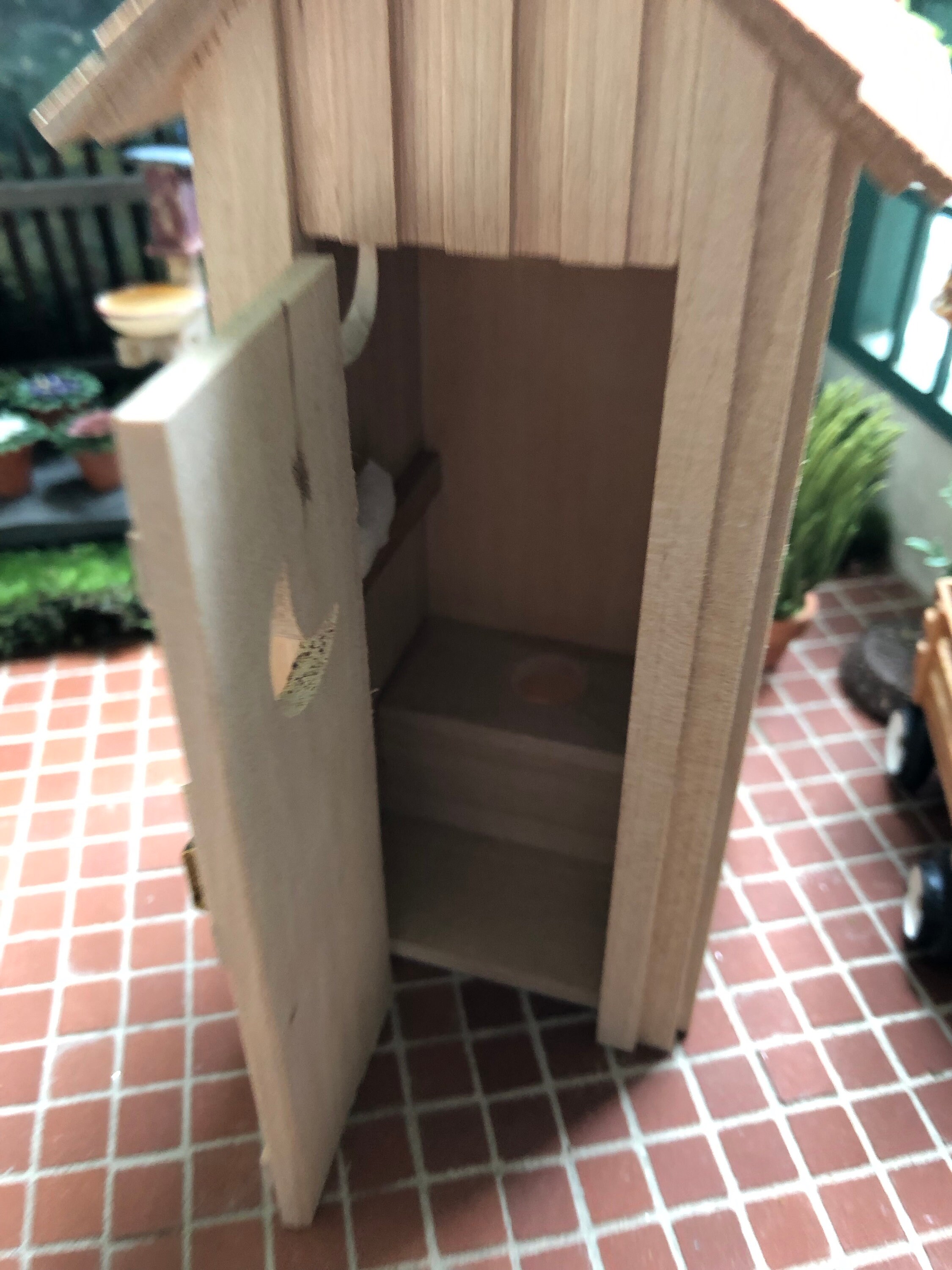 Miniature Outhouse, Mini Unfinished Wood Outhouse, Dollhouse Miniature, 112 Scale, Wood Out