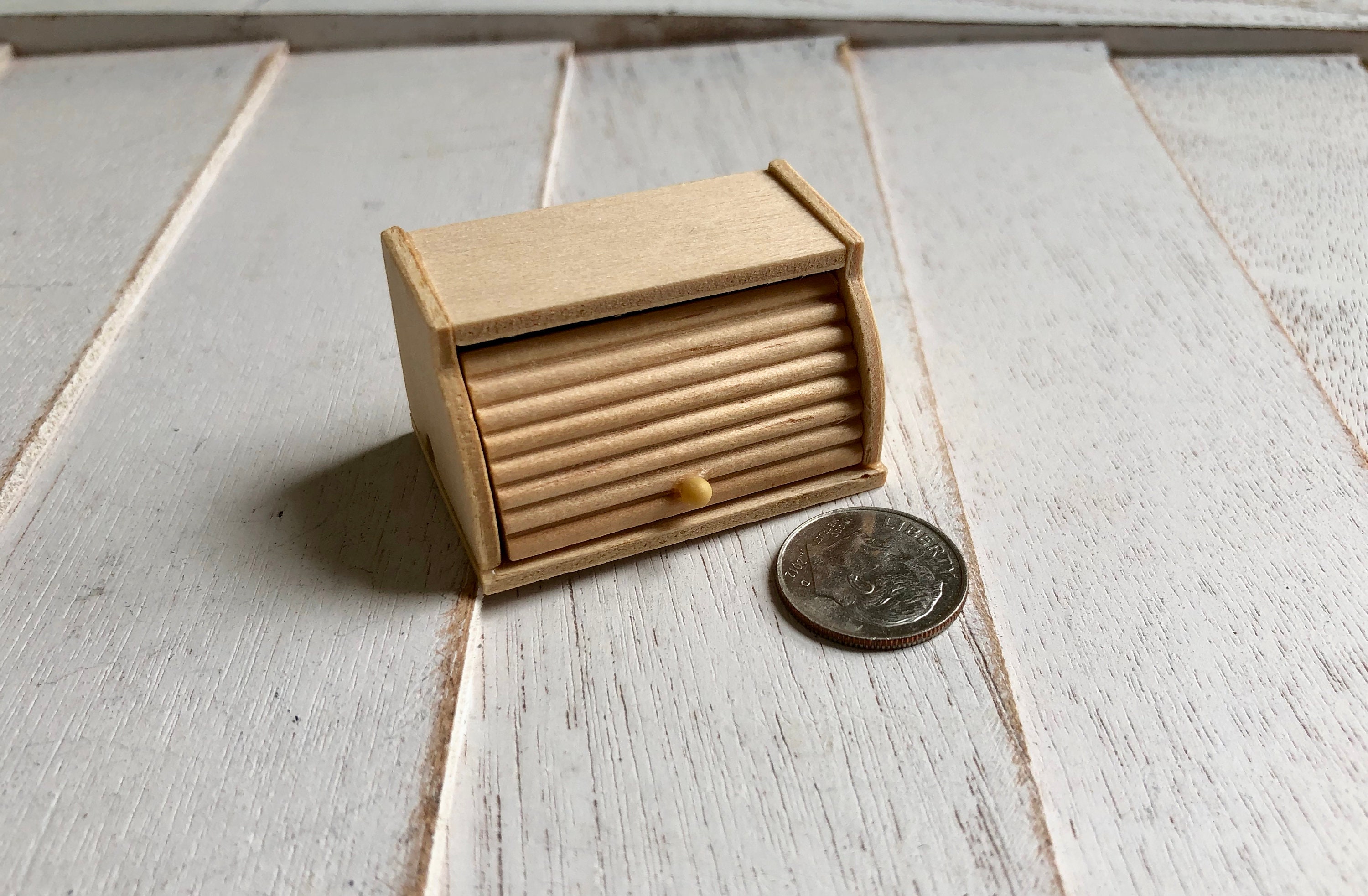 Miniature Bread Box, Mini Wood Bread Box, Dollhouse Miniature, 112