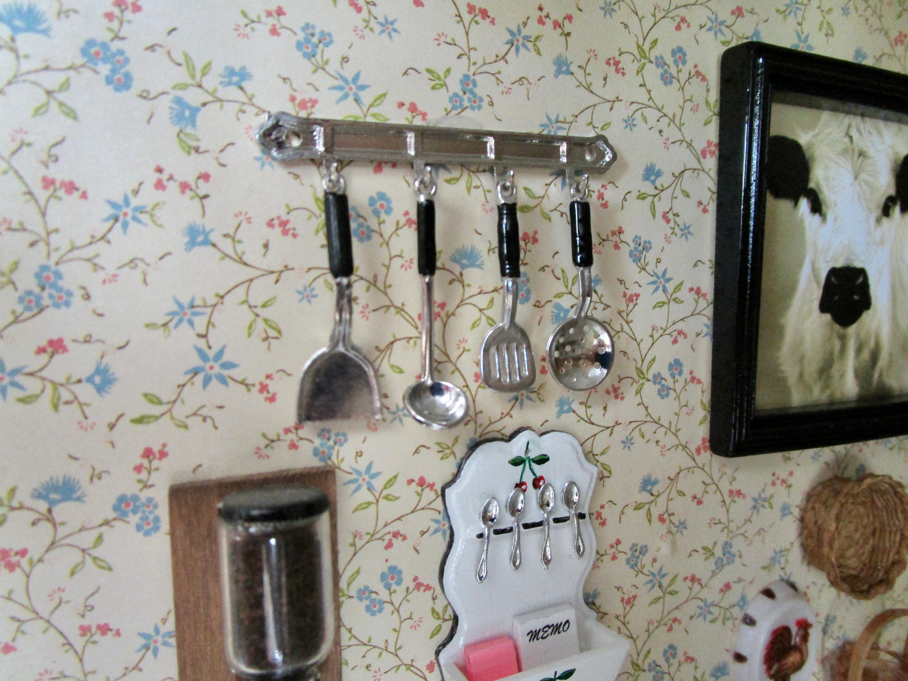 Miniature Kitchen Utensils With Hanging Rack, 5 Piece Set, Mini Kitchen