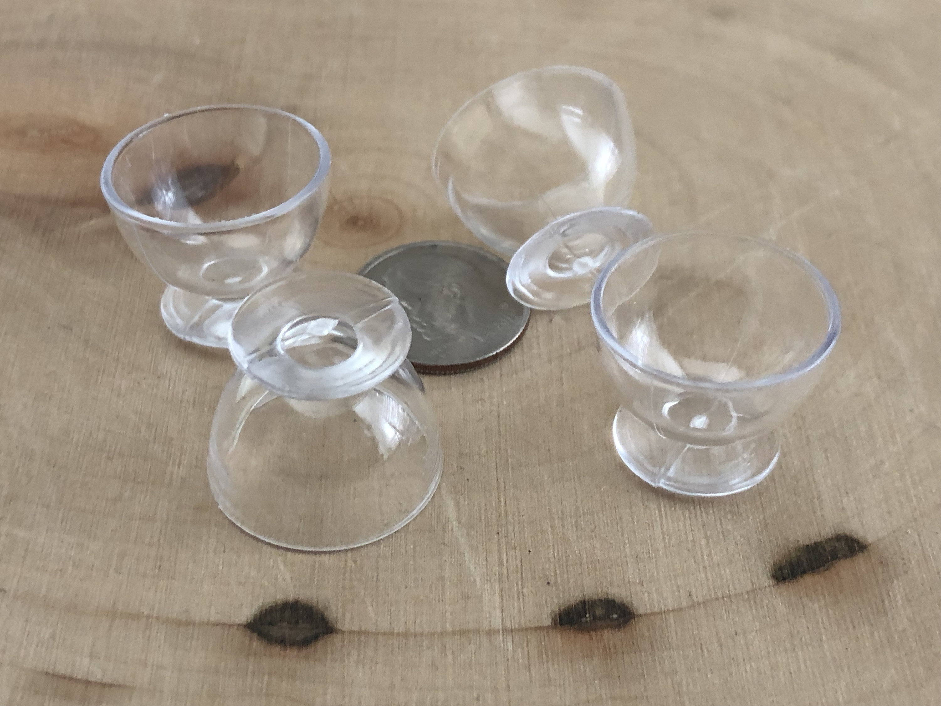 Miniature Bowls, Clear Plastic Bowls, Set of 4 Style 37, Dollhouse