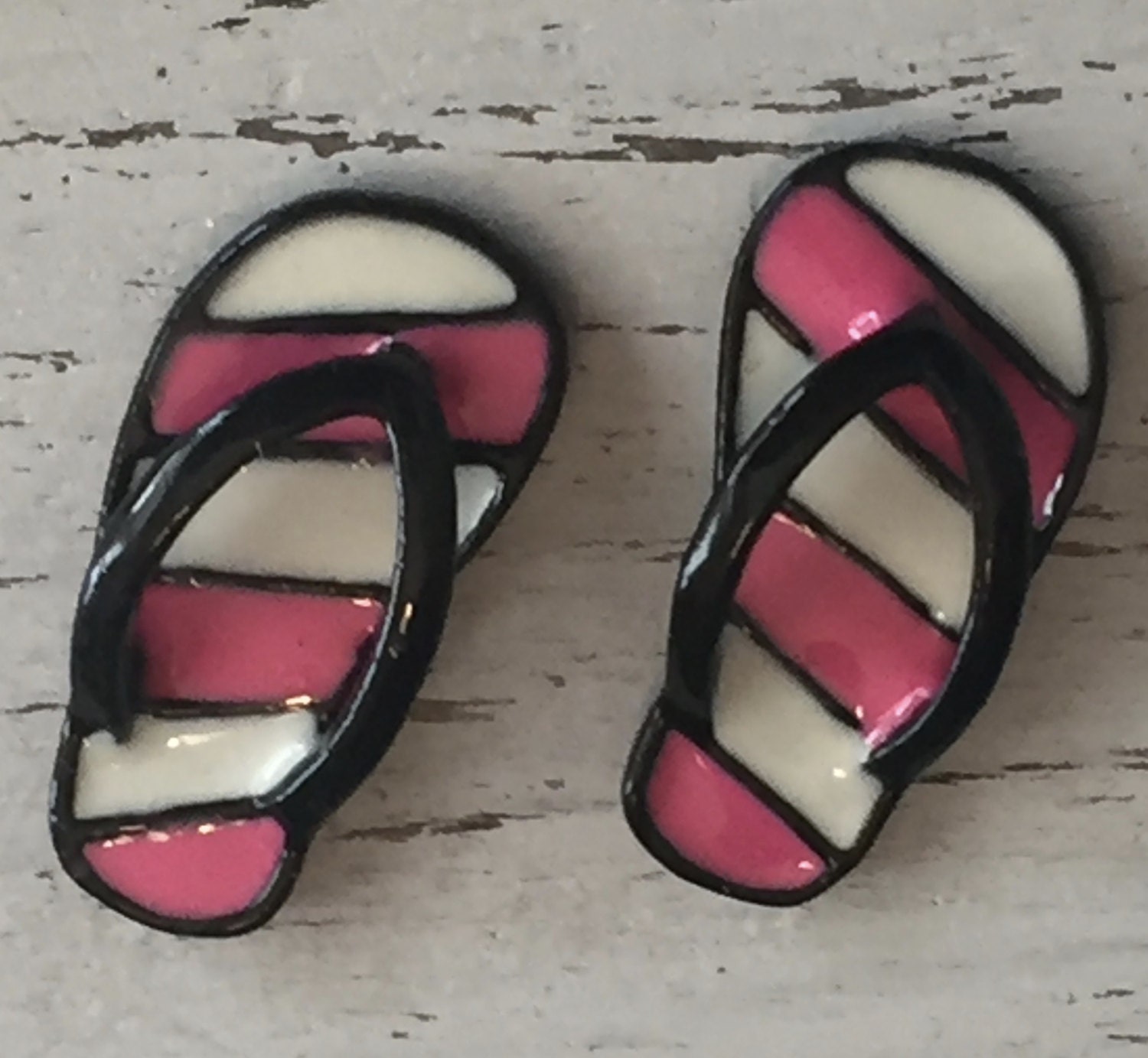 Miniature Flip Flops, Pink and White Stripe Flip Flop Shoes, Sandals