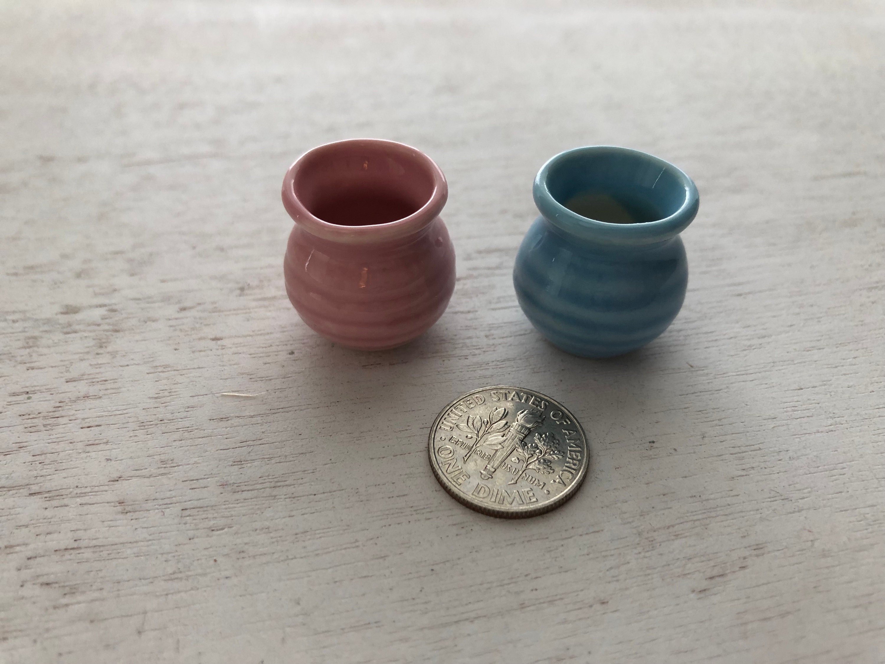 Miniature Ceramic Vase, Mini Round Vase, Pick Color, Dollhouse