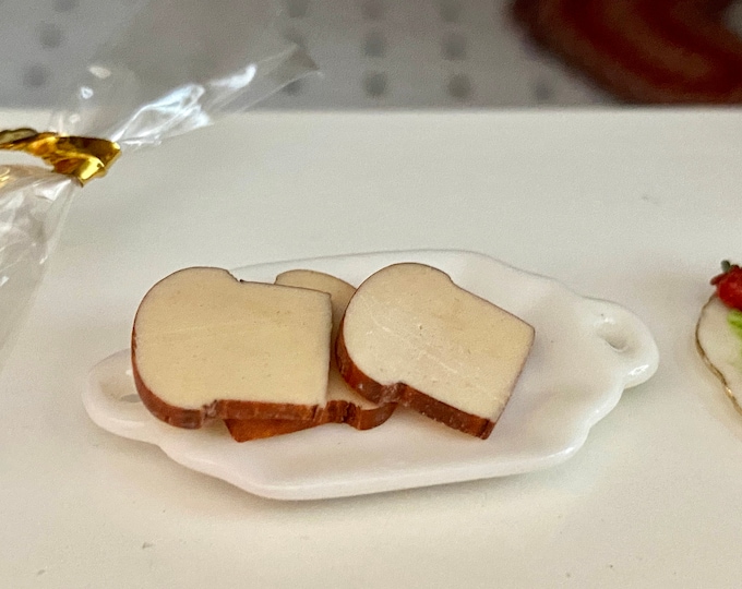 Miniature Bread, 3 Slices,  Dollhouse Miniature, 1:12 Scale, Miniature Food, Dollhouse Food, Accessory