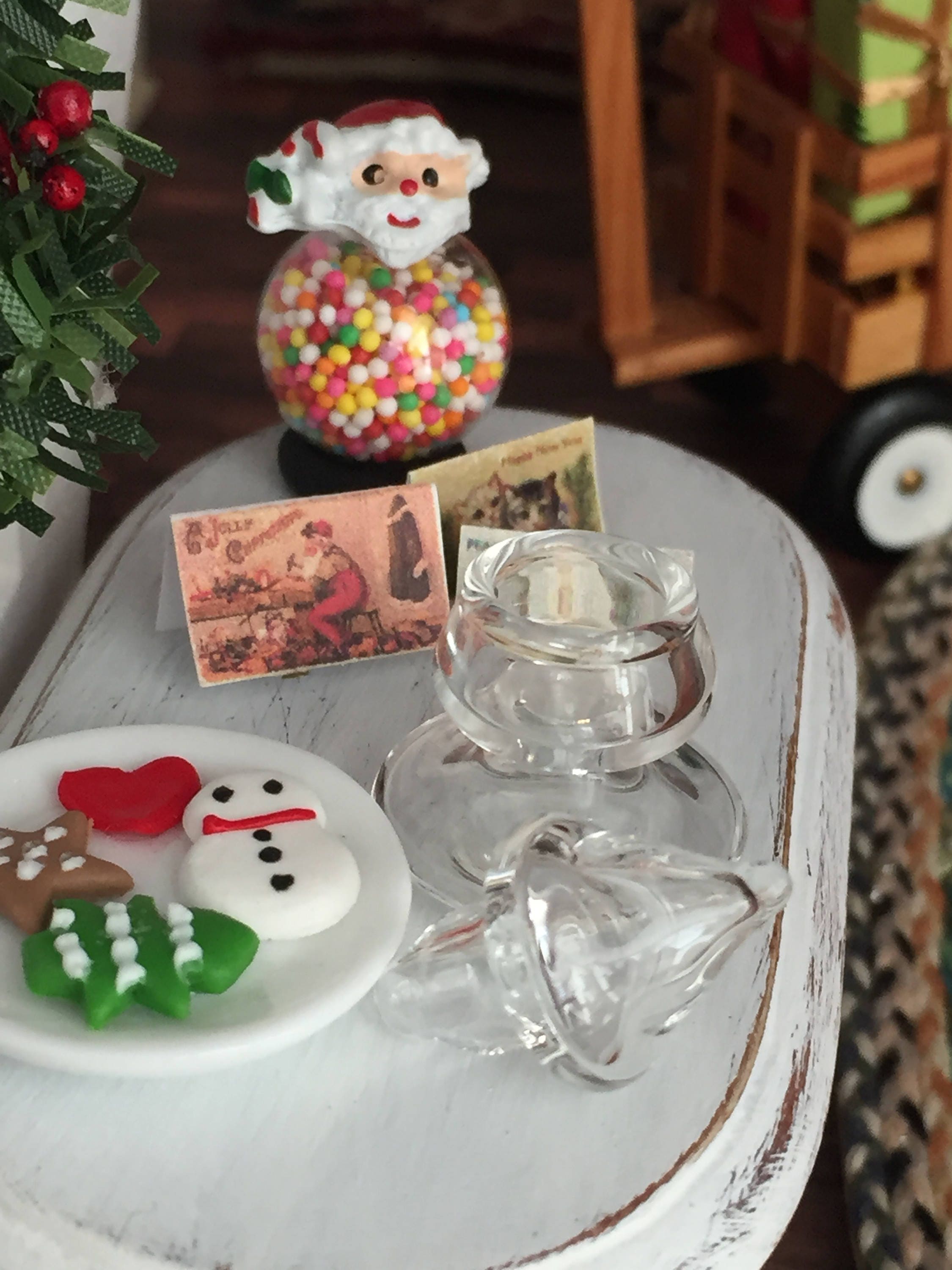 Miniature Glass Christmas Tree Jar, Dollhouse Miniature, 112 Scale