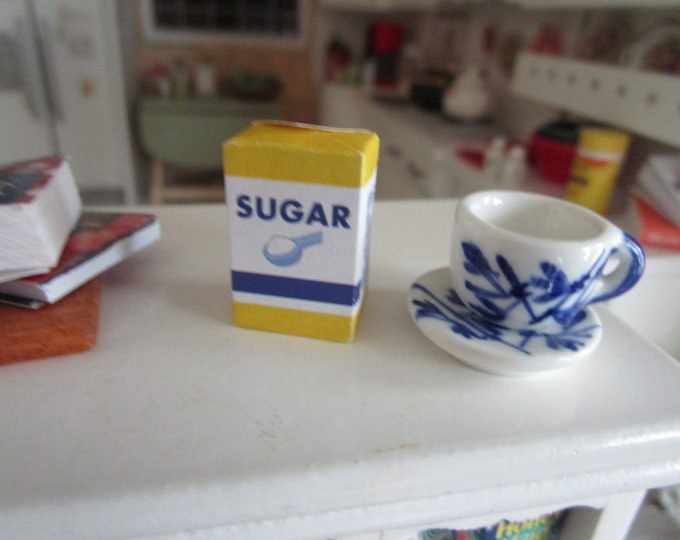 Miniature Sugar, Mini Bag of Sugar, Dollhouse Miniature, 1:12 Scale, Dollhouse Accessory, Mini Food