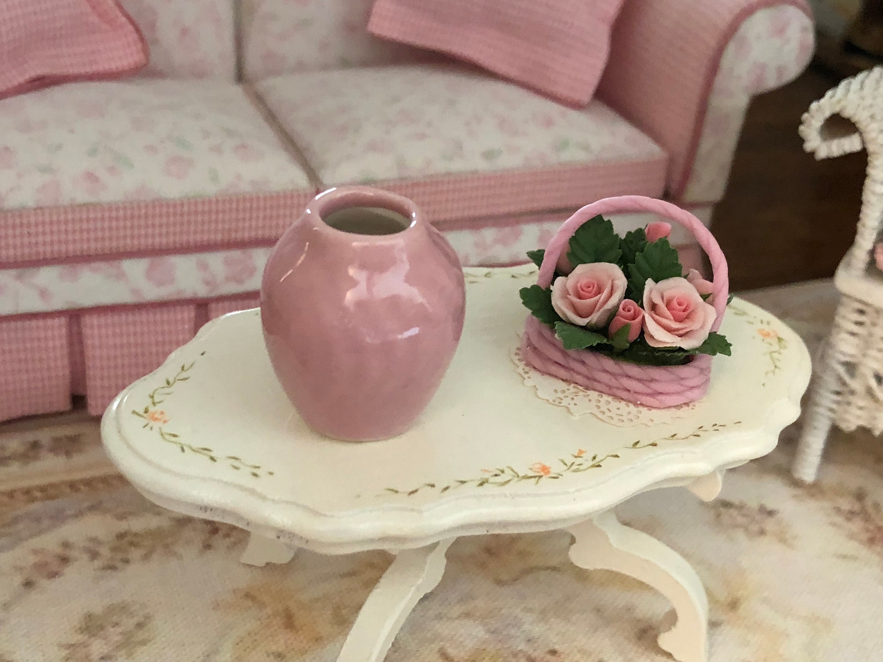 Miniature Pink Vase, Style 82, Dollhouse Miniature, 112 Scale, Mini