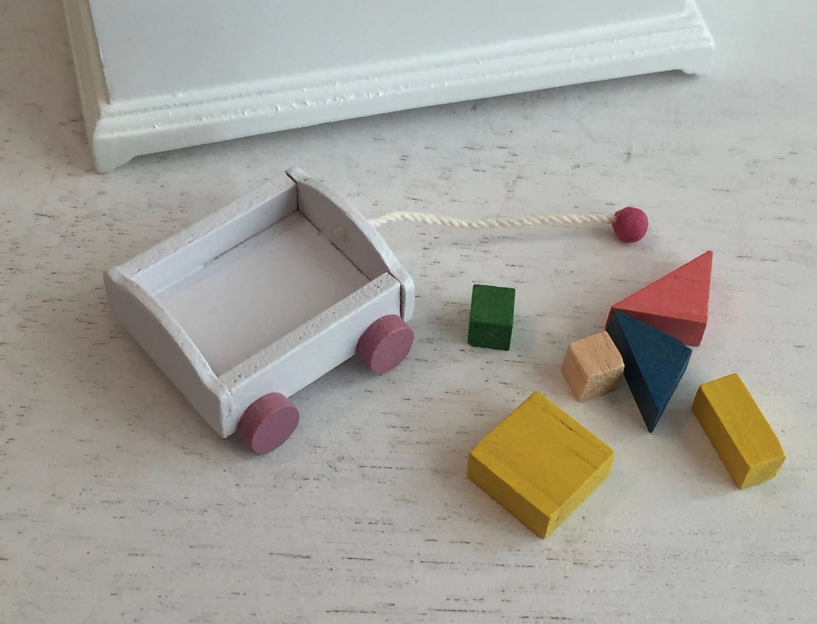Miniature Toy Wood Wagon With Blocks Dollhouse Miniature Etsy
