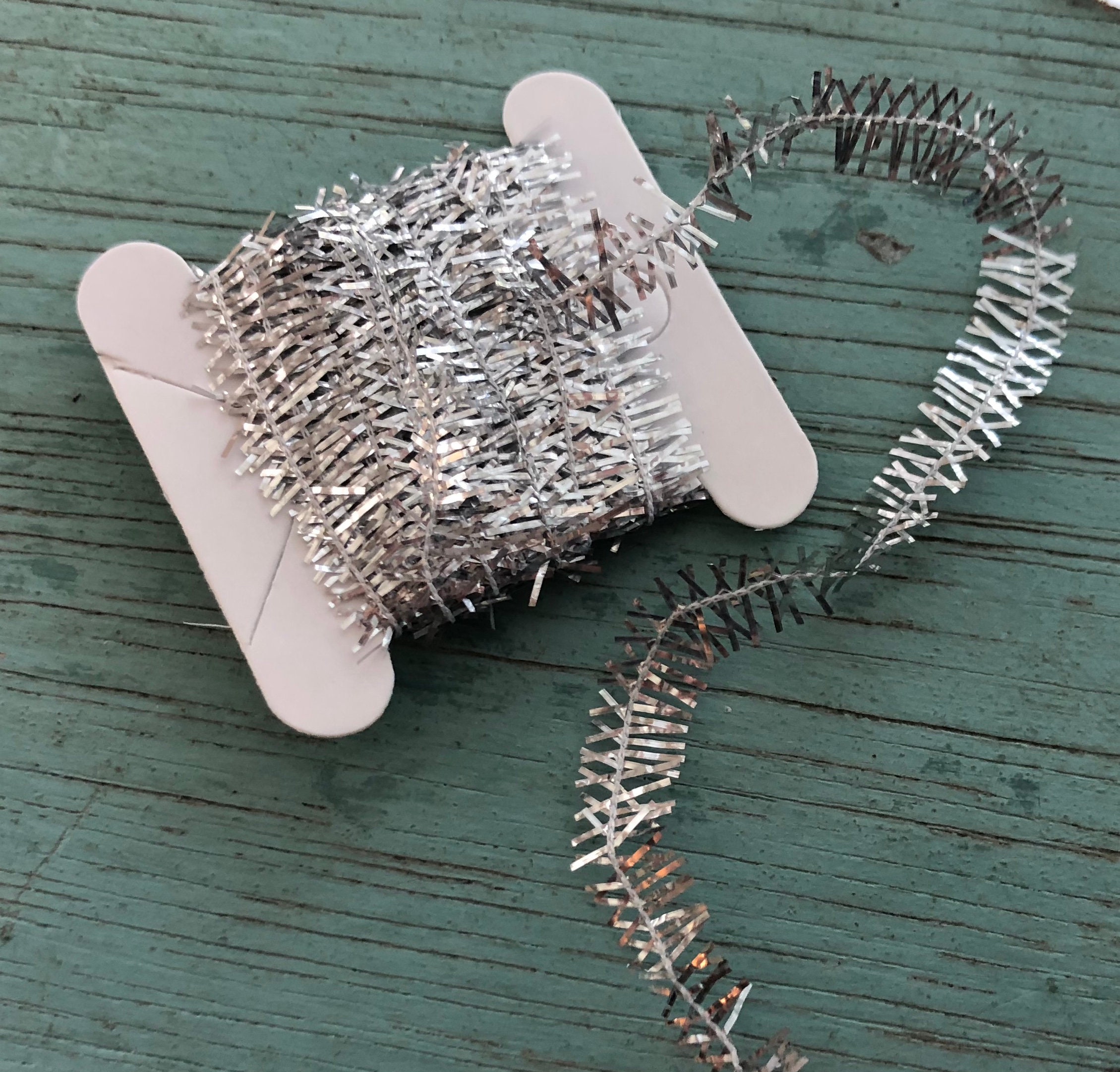 Miniature Tinsel Garland, Silver, 2 Yards, Dollhouse Miniature, 112 Scale, Dollhouse Accessory