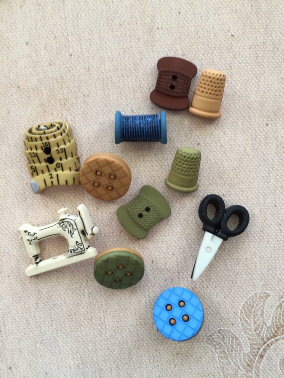 Sewing Quilting Themed Novelty Buttons Packaged Assortment Etsy