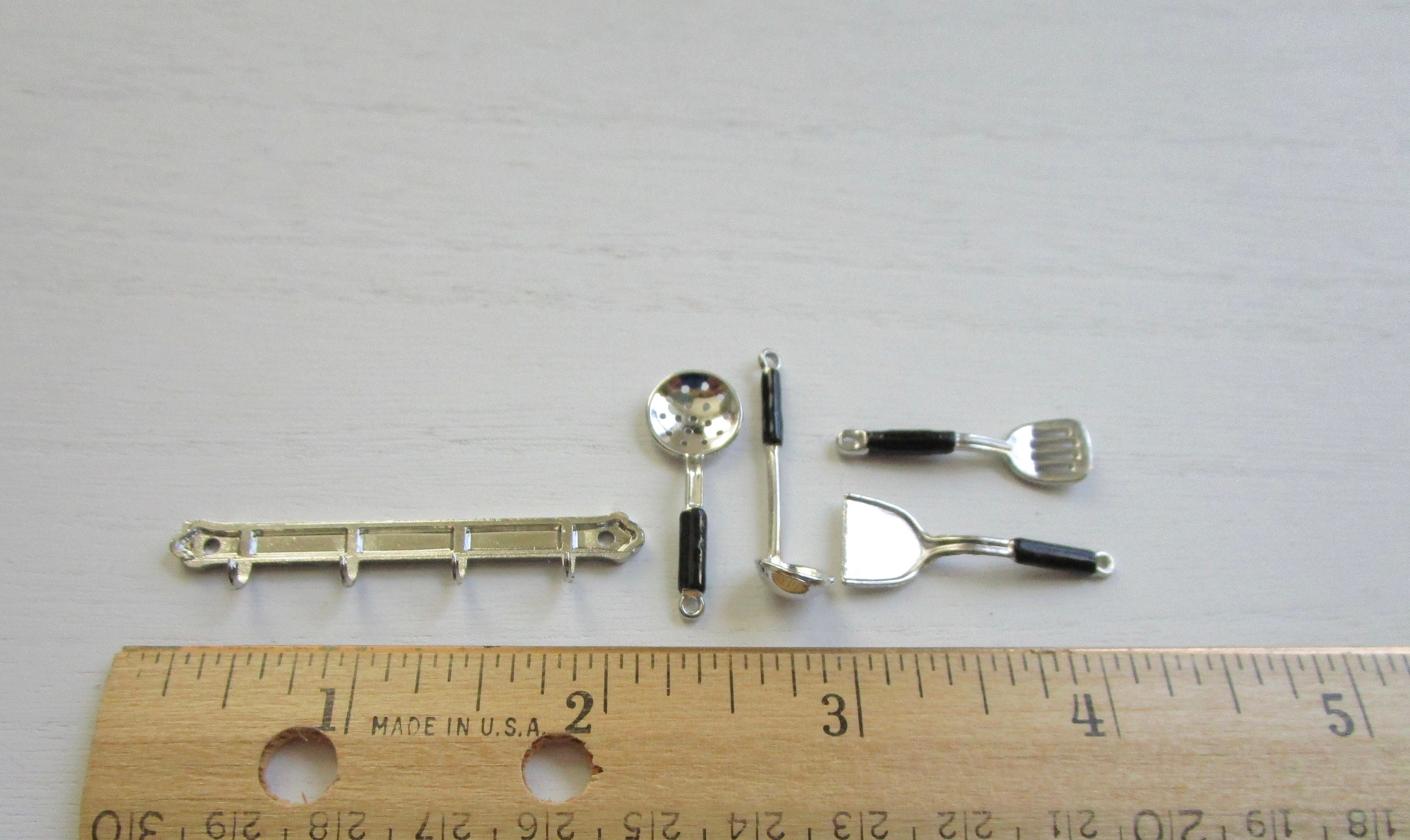 Miniature Kitchen Utensils With Hanging Rack, 5 Piece Set, Mini Kitchen