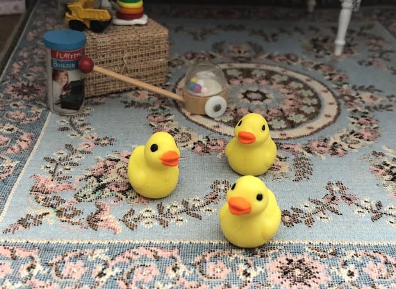 Miniature Ducks, Set of 3 Plastic Mini Ducks, Chicks, Yellow Ducks, Crafts,  Embellishments, Toppers 