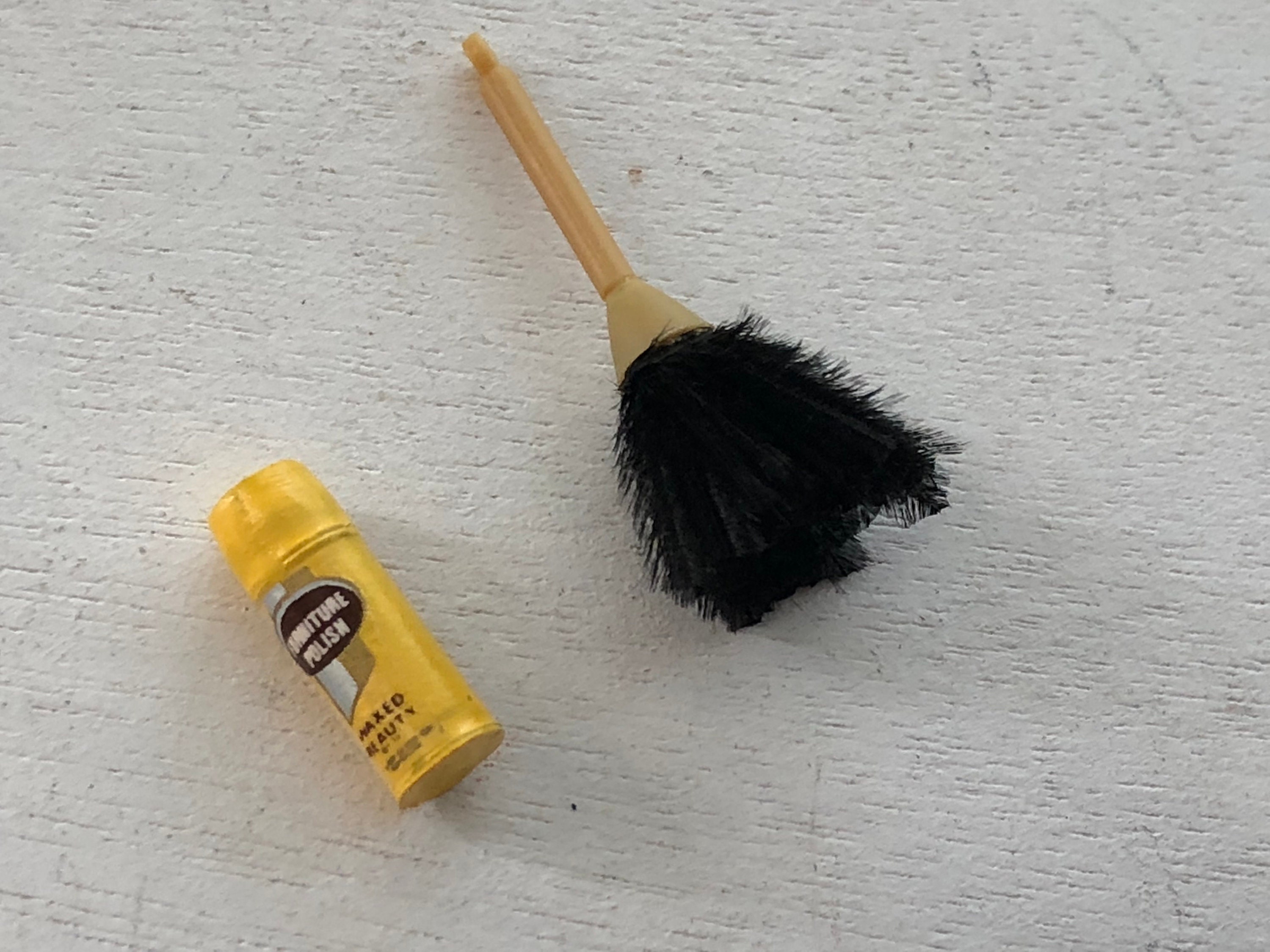 SALE Miniature Feather Duster and Polish Can, Pick Red or Black