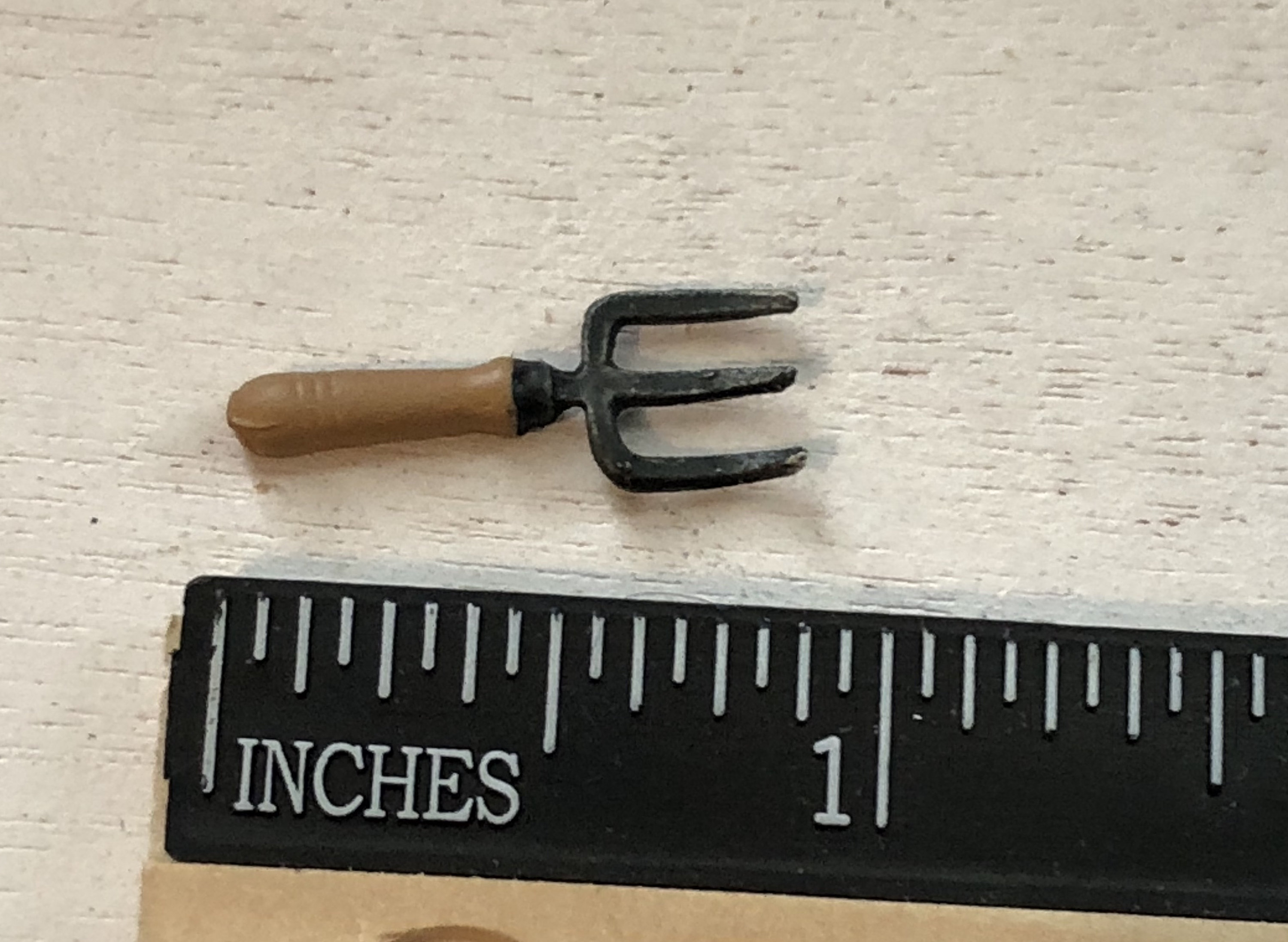 Miniature Garden Fork, Mini Metal Fork, Mini Garden Tool with Wood Look