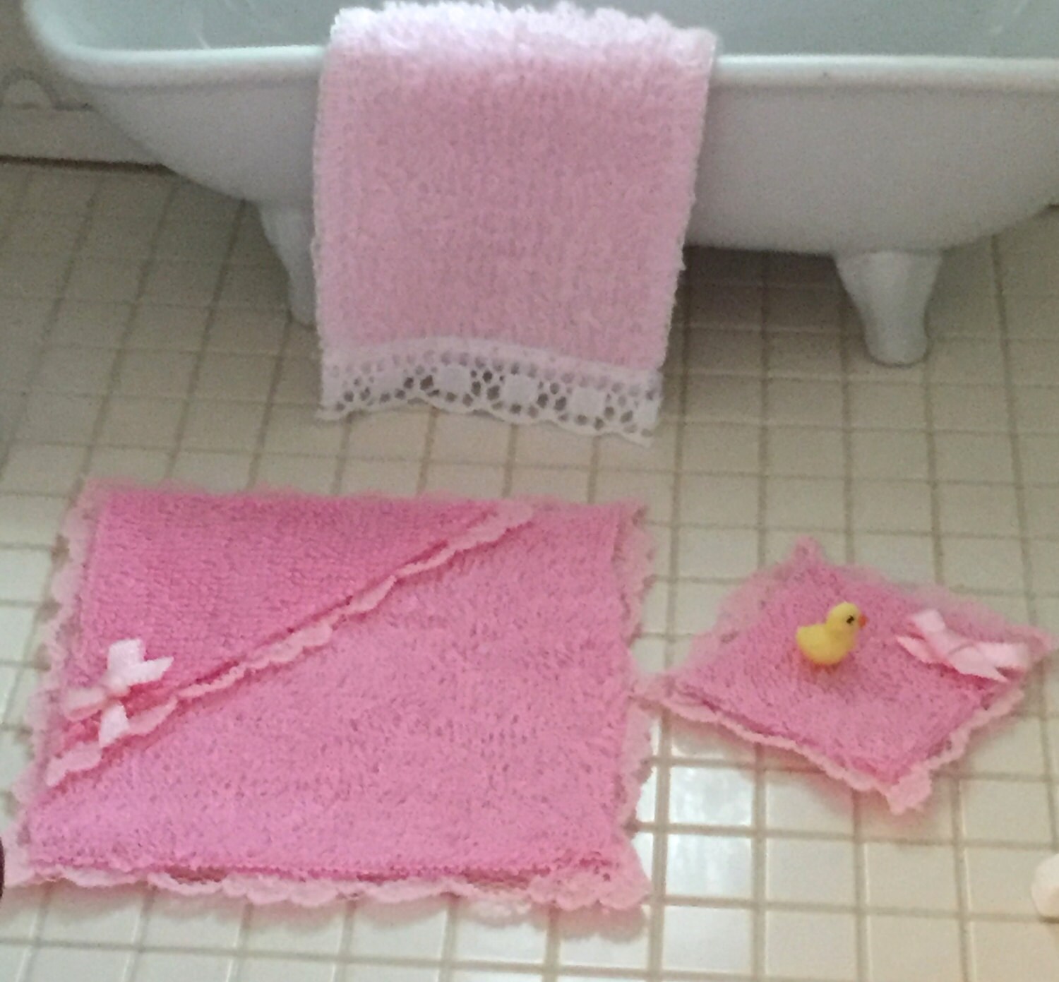 Miniature Pink Baby Bath Towel Set, Clearance Priced ...