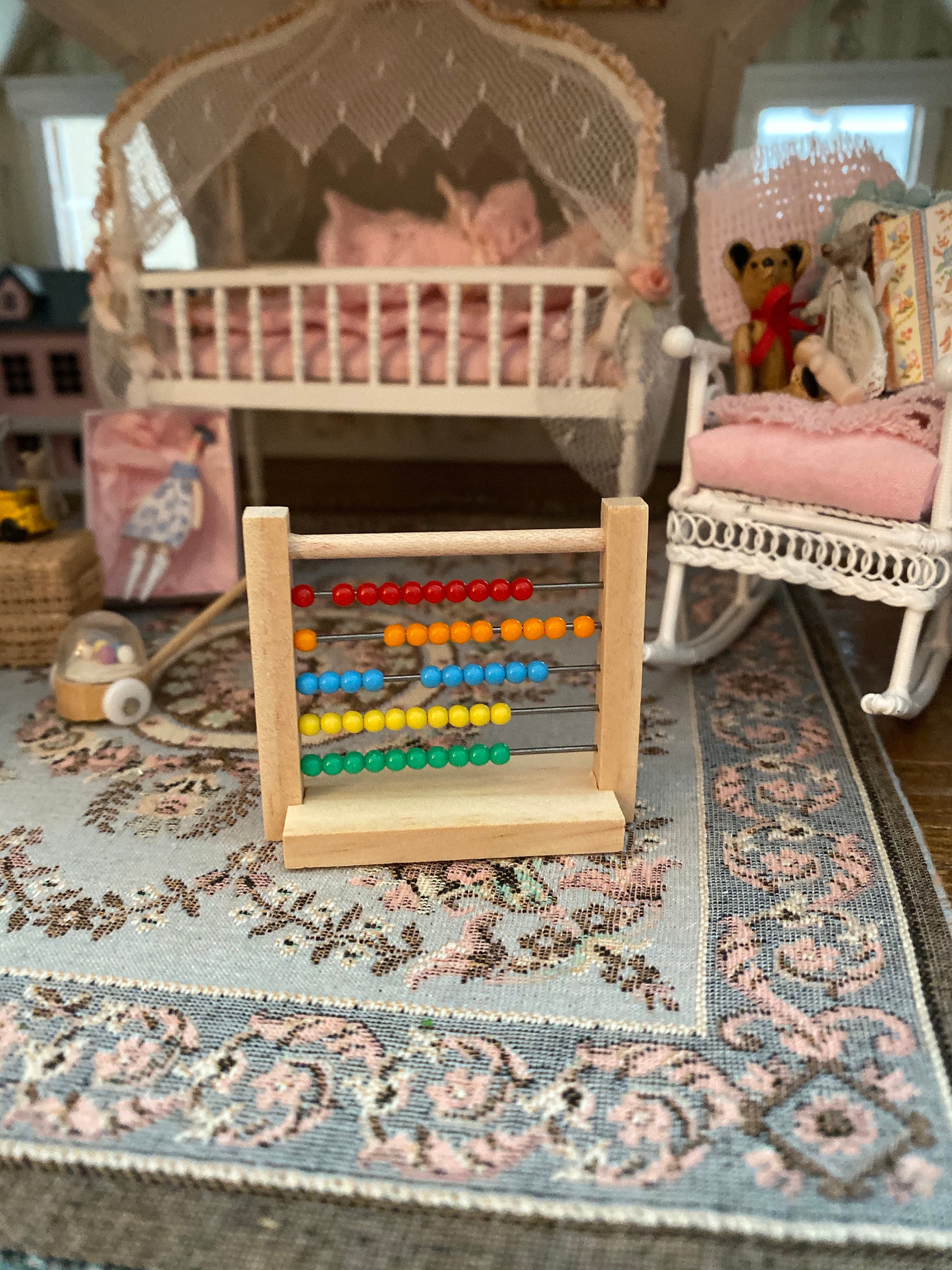 Miniature Toy, Wood Abacus, Dollhouse Miniature, 112 Scale, Dollhouse