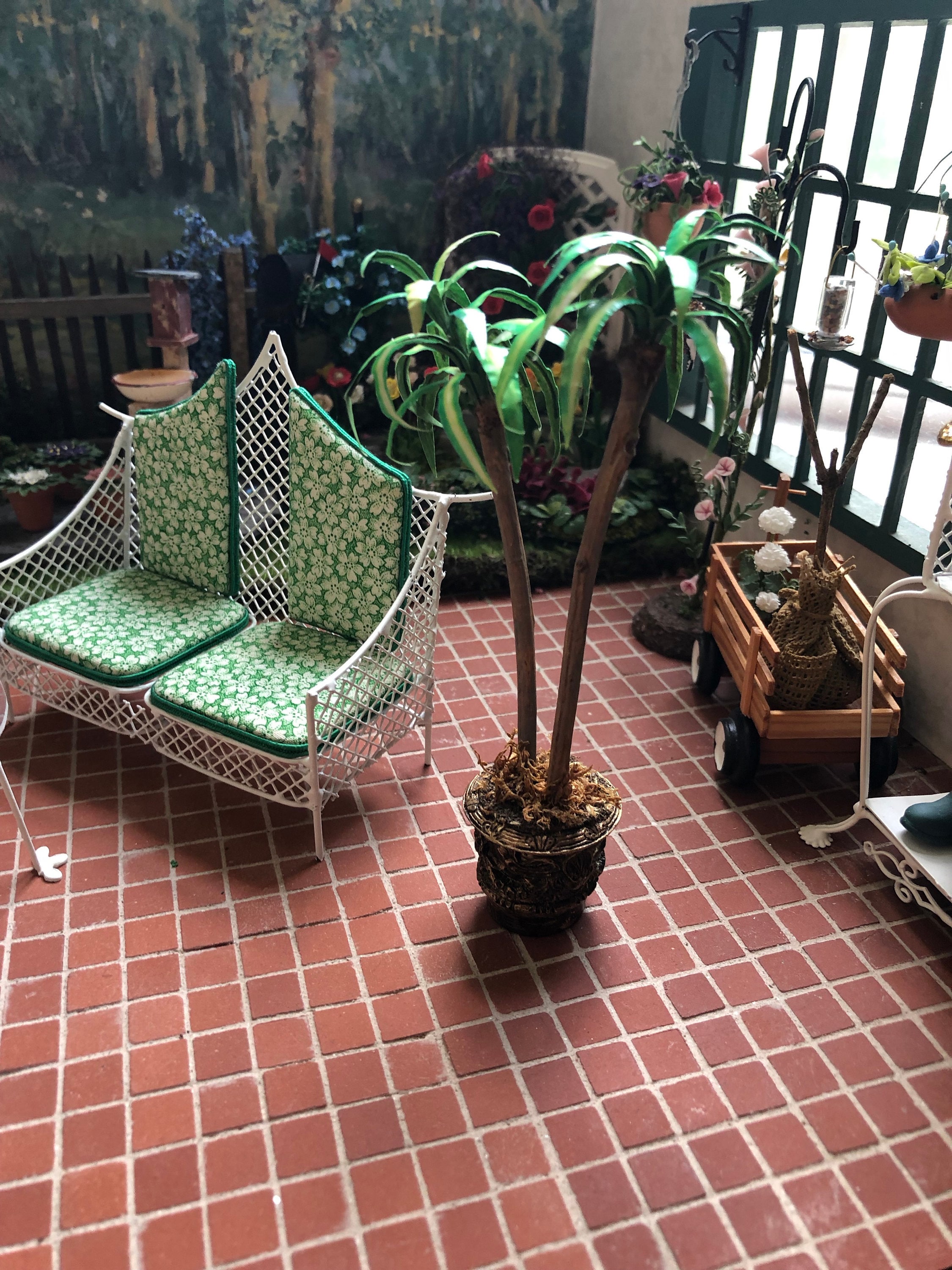 Miniature Palm Tree In Planter Mini Mass Cane Palm Dollhouse