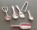 Miniature Kitchen Utensils Set, Dollhouse Miniatures, 1:12 Scale, Silver Utensils, Spoons, Spatula, Tongs, Scoop, 6 Piece Set 