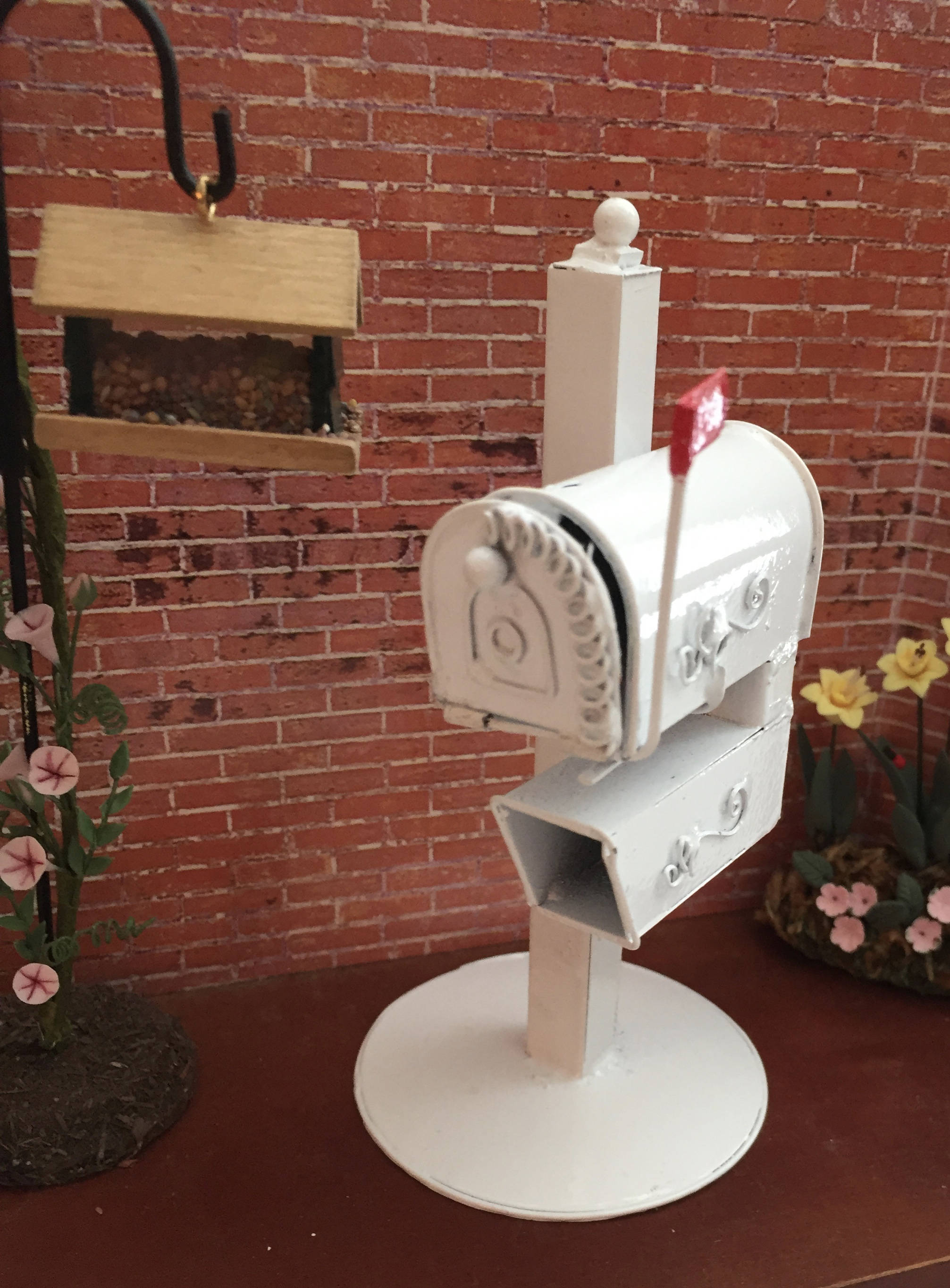 Miniature Mailbox, White Metal Mailbox, Dollhouse Miniature, 112 Scale