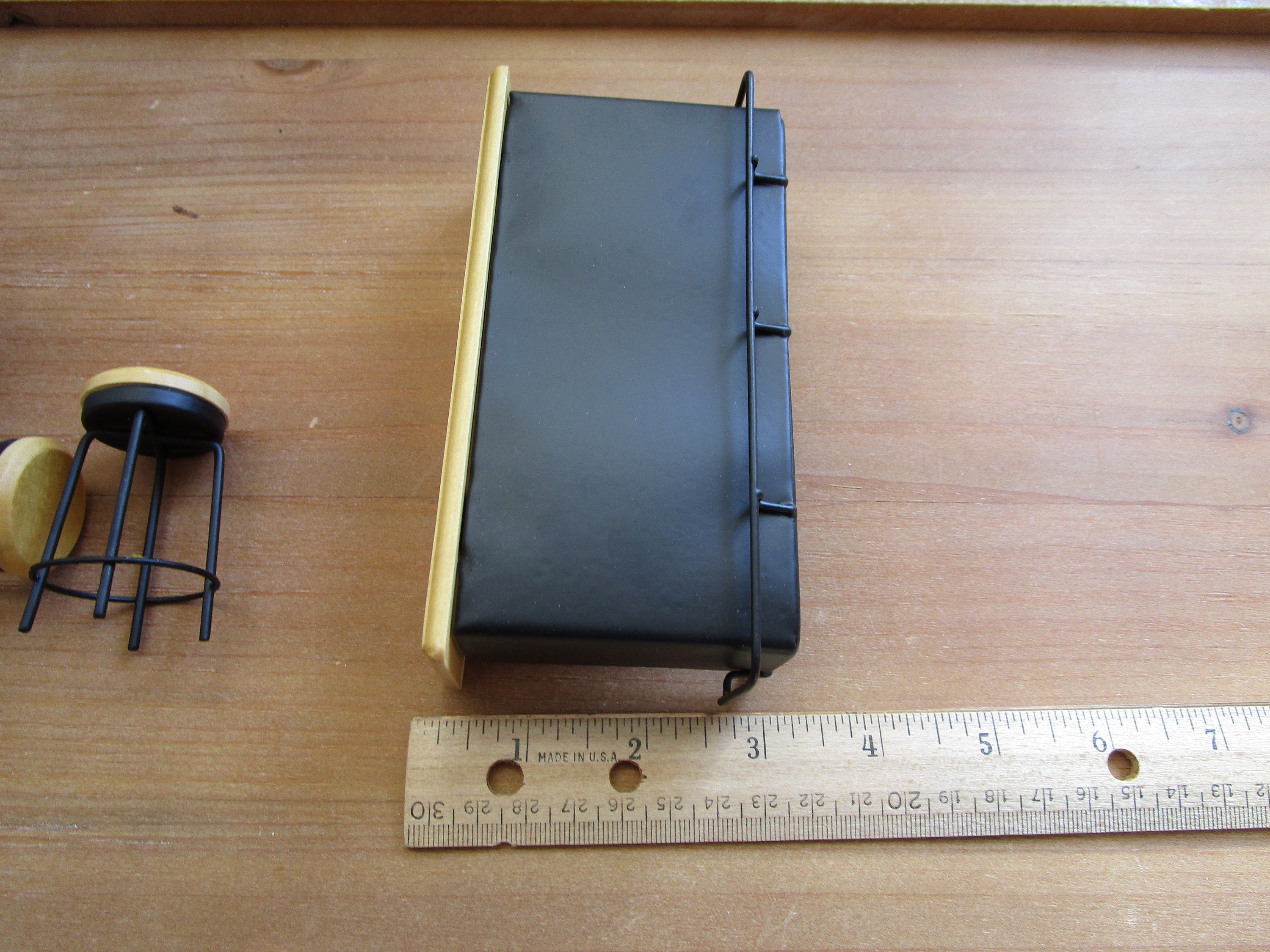 Miniature Counter And Stool Set, Mini Black Metal And Wood Bar Counter