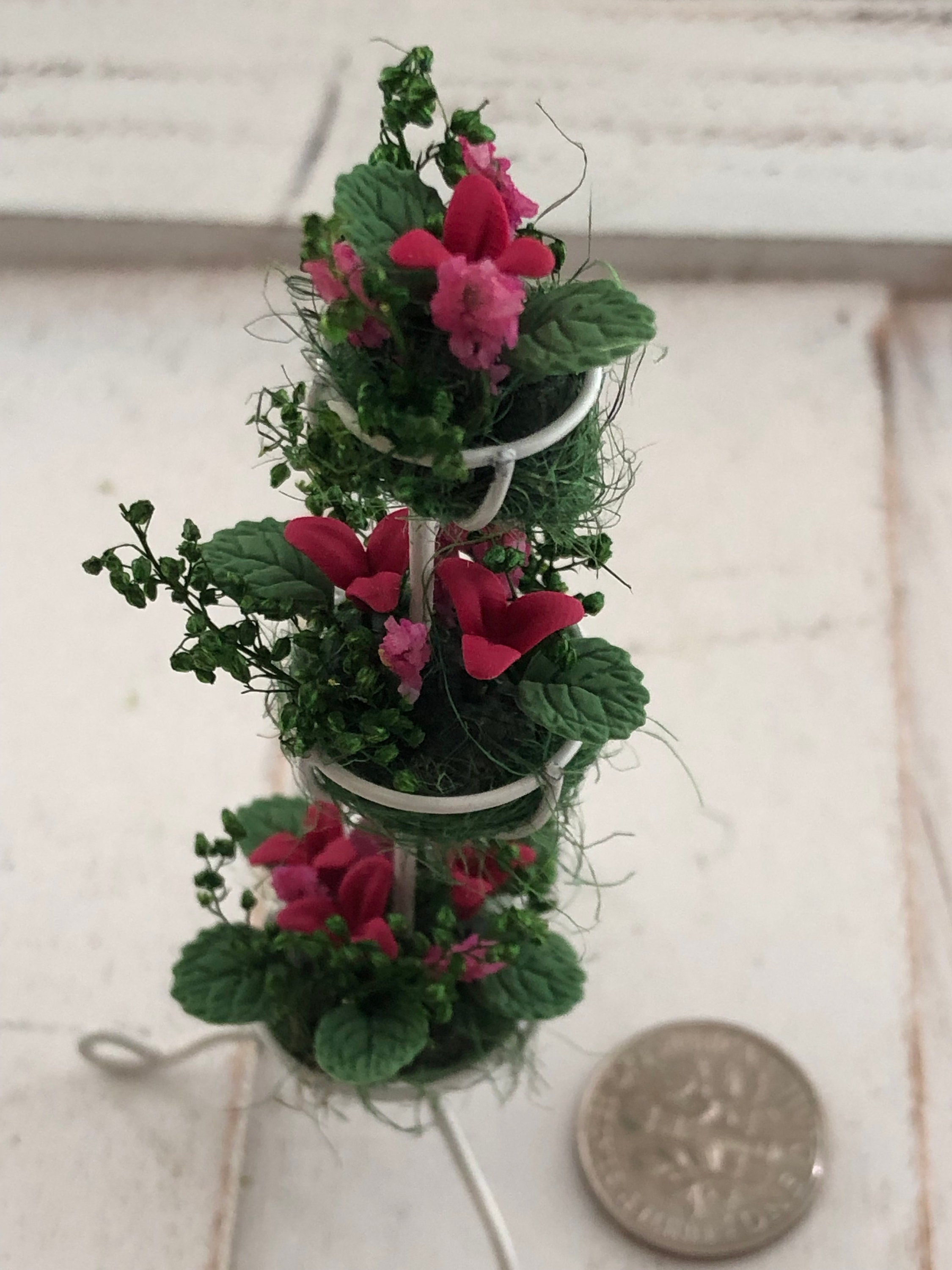 Miniature Flowers, Flower Arrangement in Wire Stand, Choose Color
