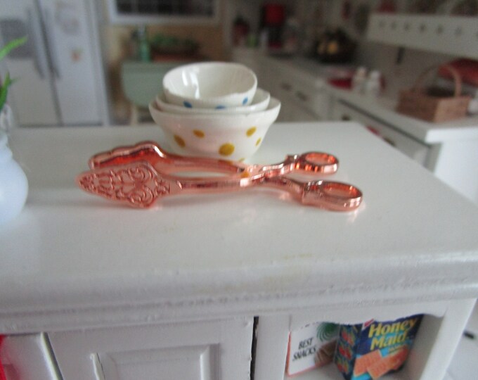 Miniature Copper Tongs, Mini Working Tongs, Dollhouse Miniature, 1:12 Scale, Dollhouse Kitchen Decor, Accessory