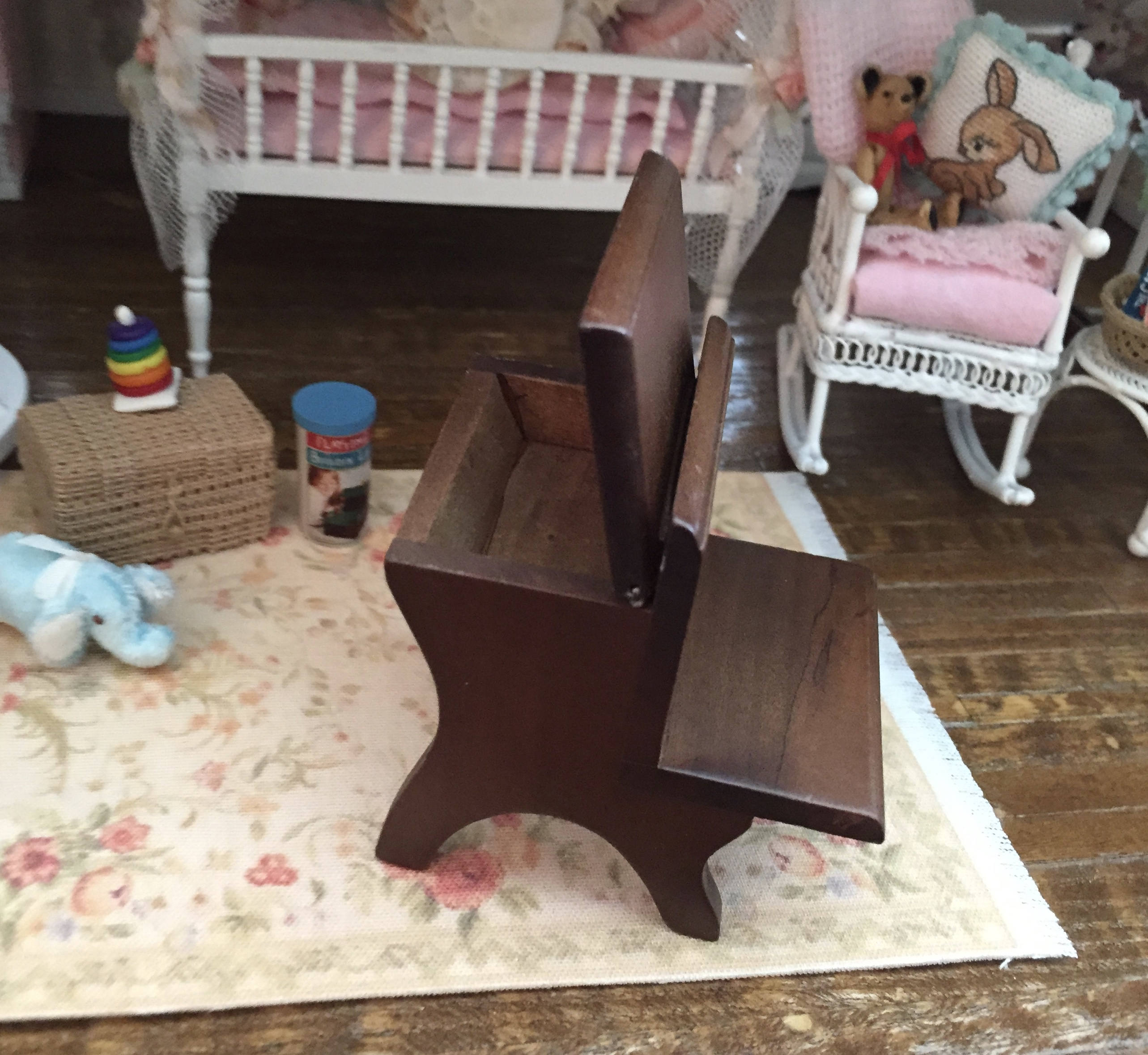 Miniature School Desk, Vintage Style Wood School Desk, Dollhouse