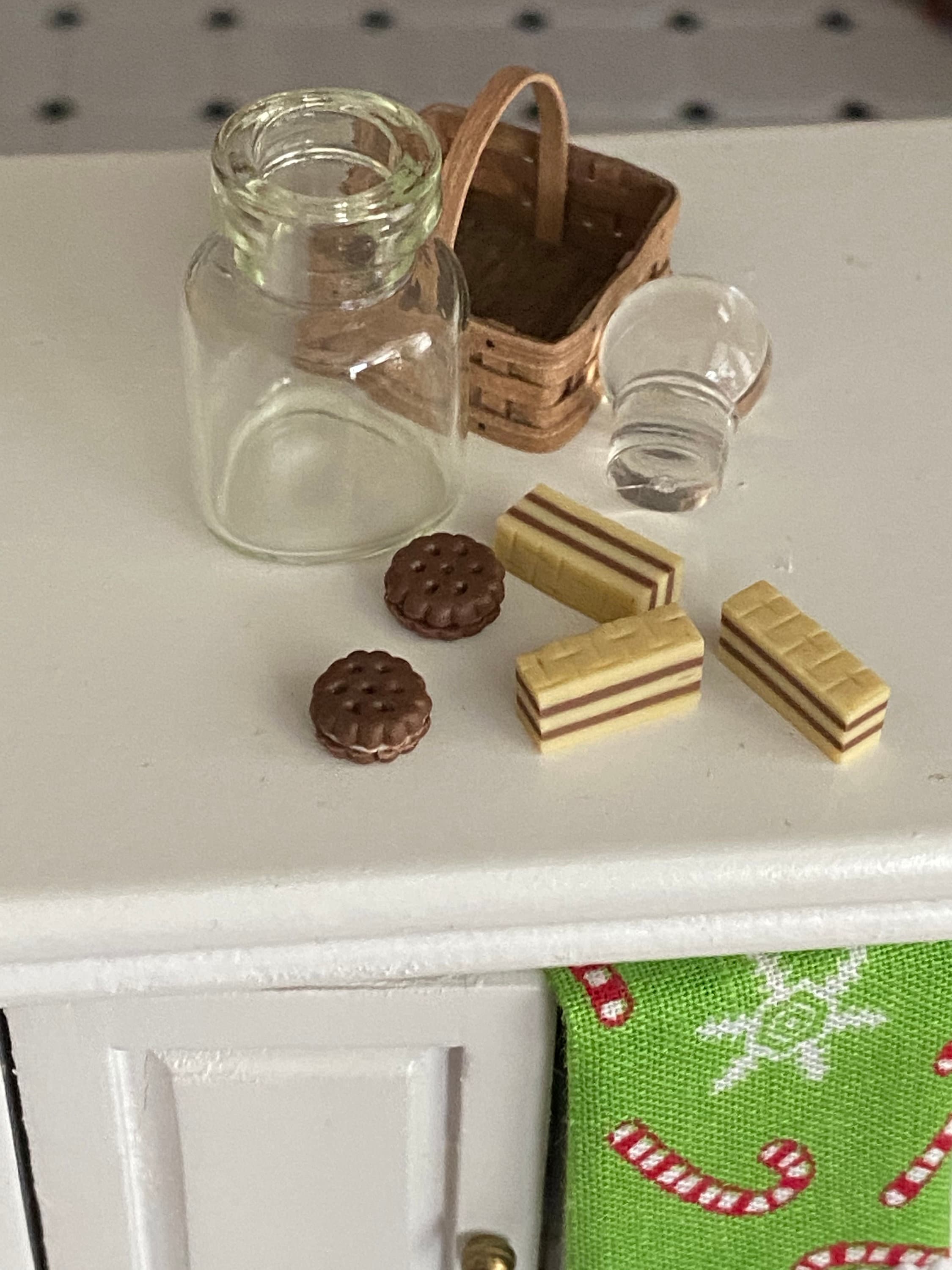 Miniature Glass Jar with Cookies and Wafers Style 15, Dollhouse