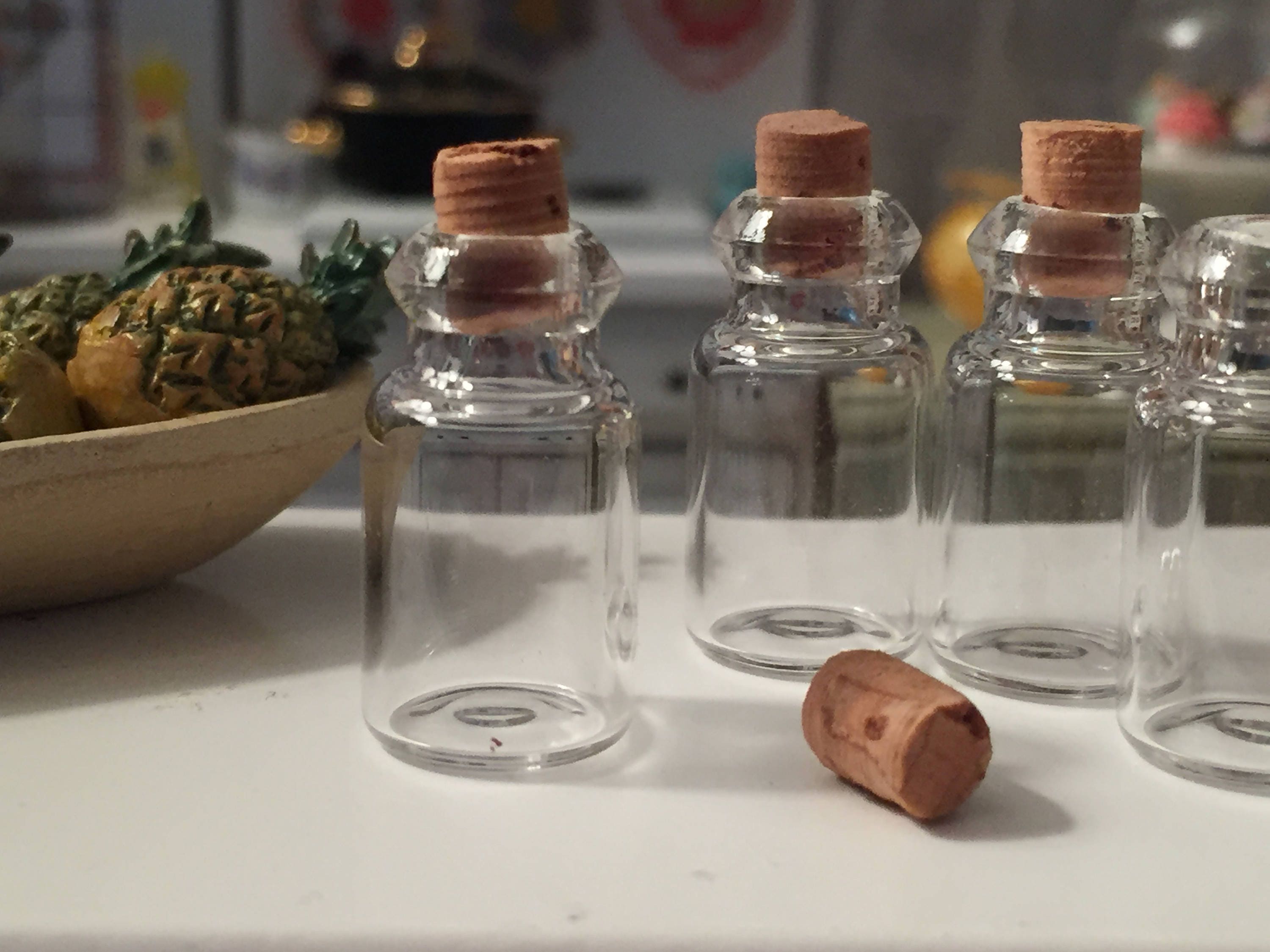 Miniature Glass Jars with Cork Tops, Set of 4, Dollhouse Miniature
