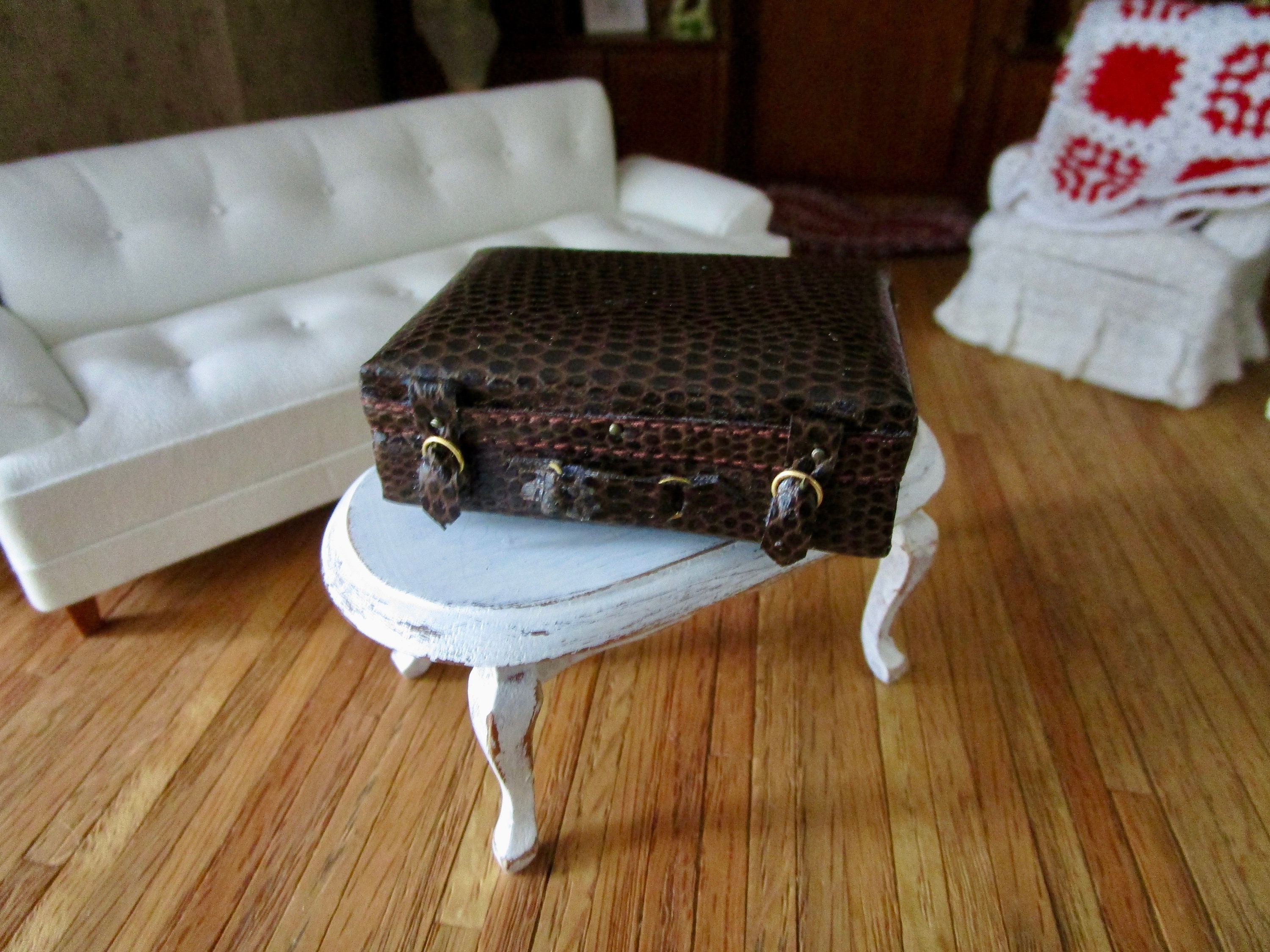 Dollhouse Miniatures (L2) LV Travel Luggage bags 1/12 handmade Bag
