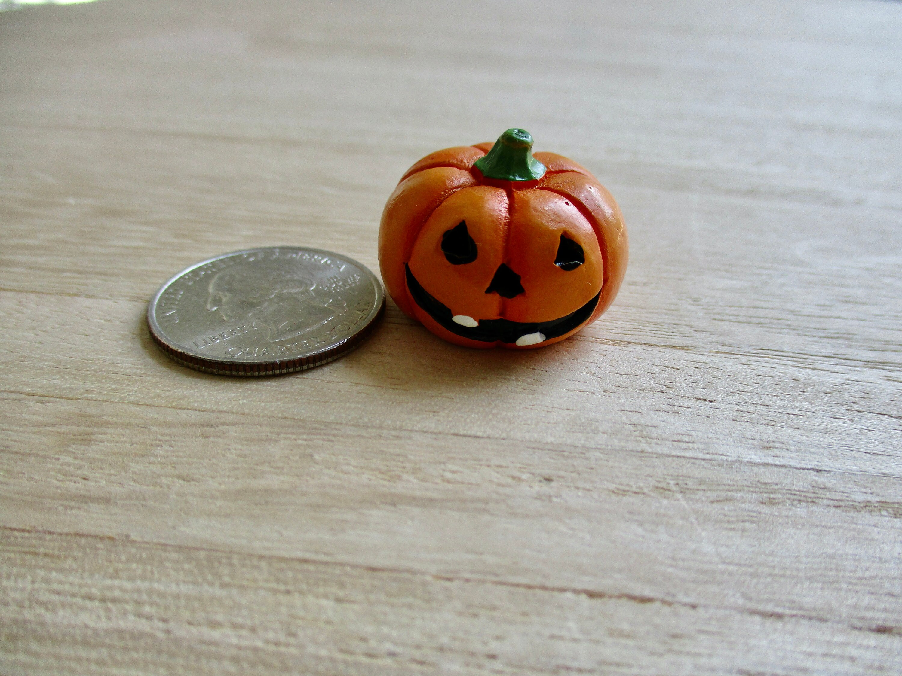 Miniature Jack O Lantern, Mini Hand Painted Pumpkin, Style 25