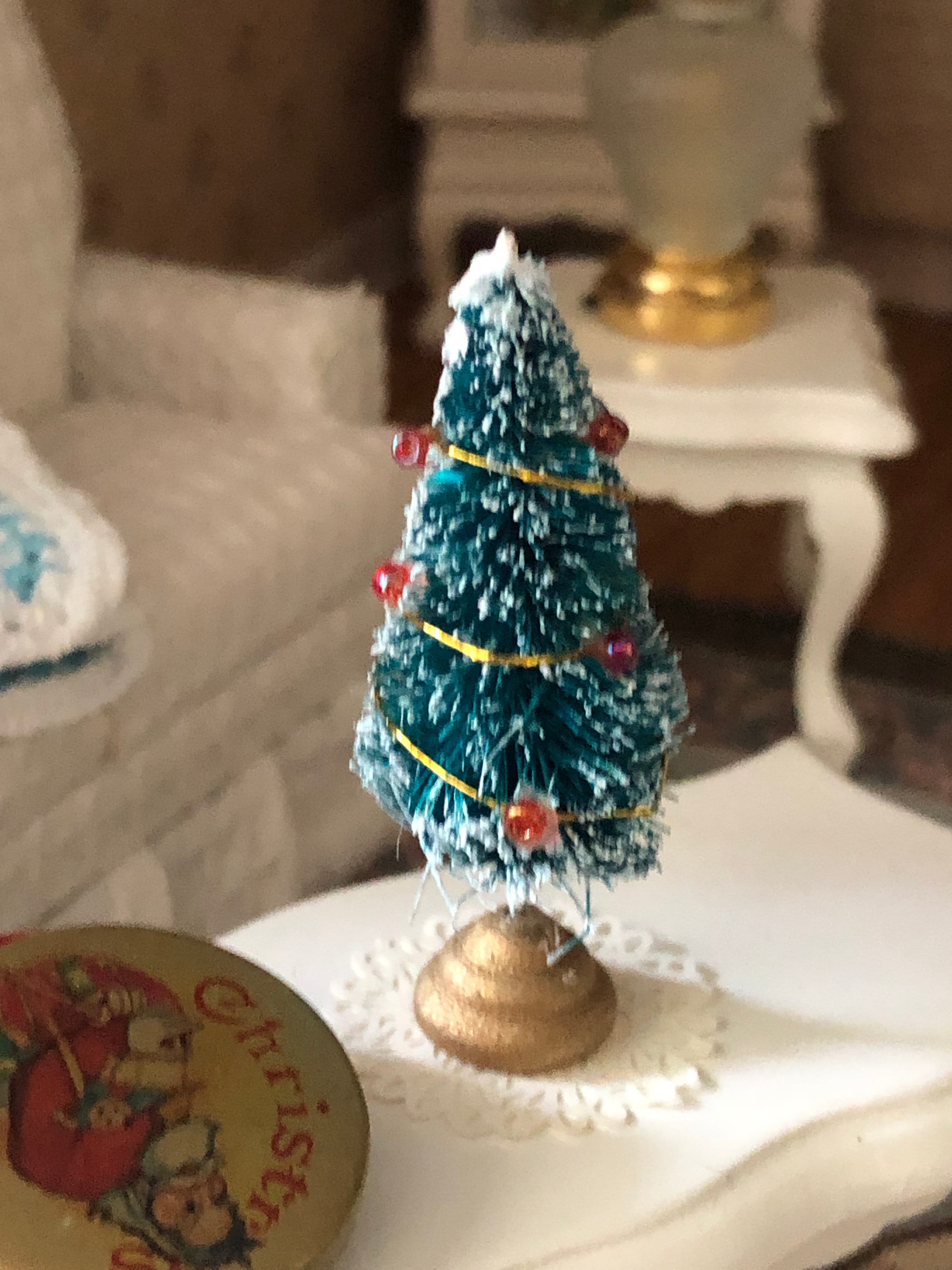 Miniature Christmas Tree, Little Decorated Tree, Dollhouse Miniature, 1