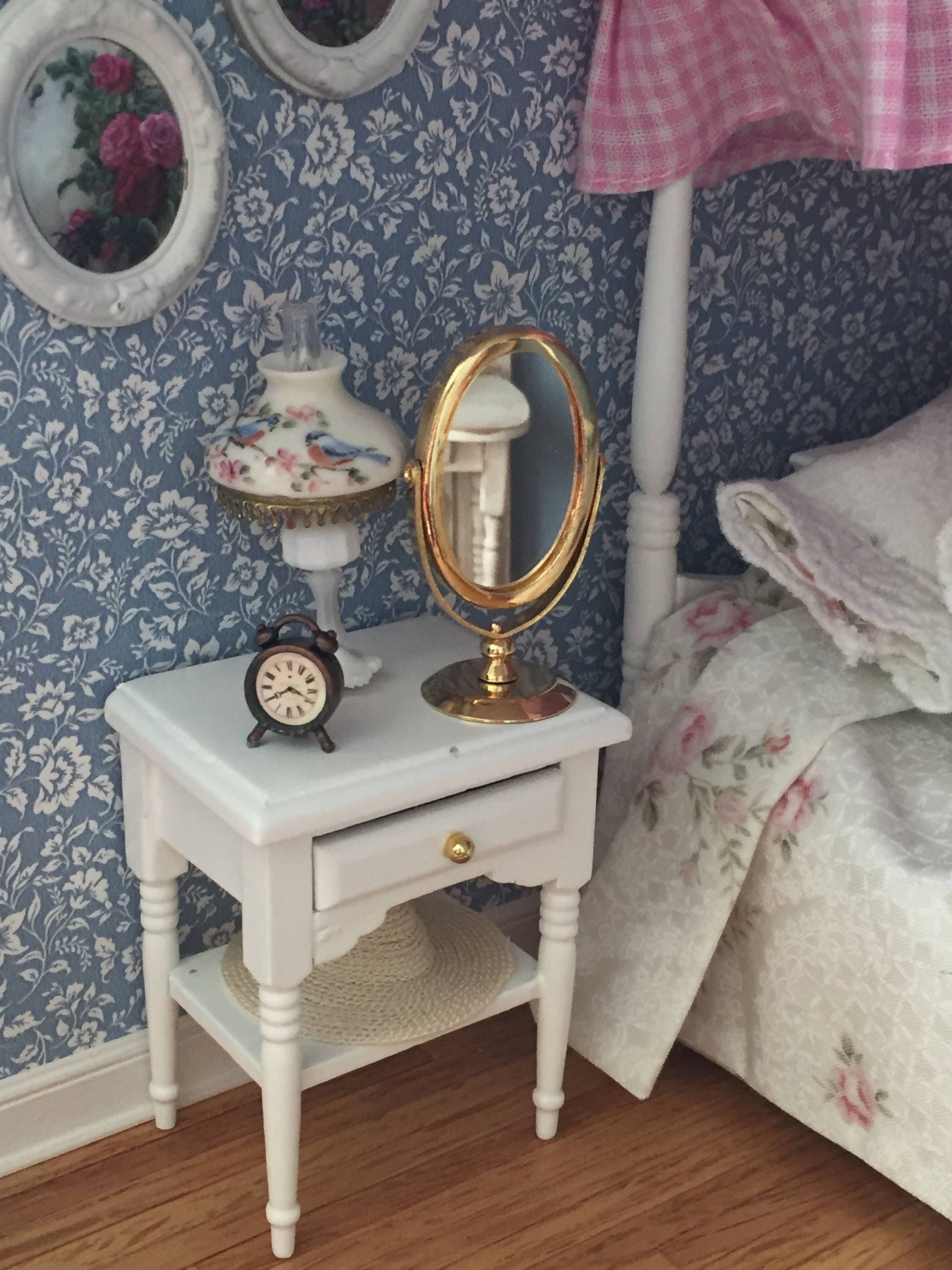 Miniature Mirror Table Top Brass Look Vanity
