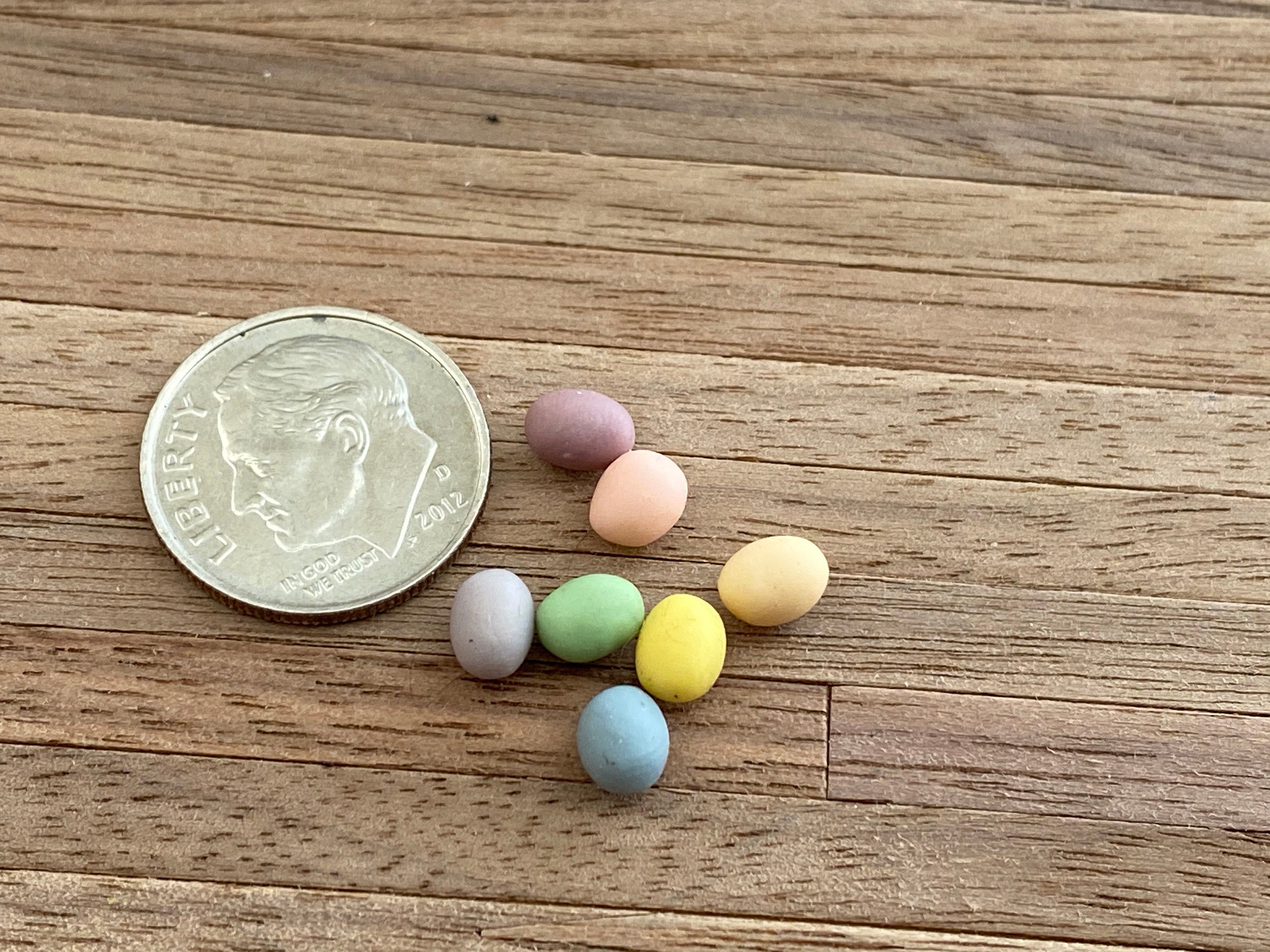 Miniature Easter Eggs, Mini Colored Eggs, 7 Piece Set, Dollhouse