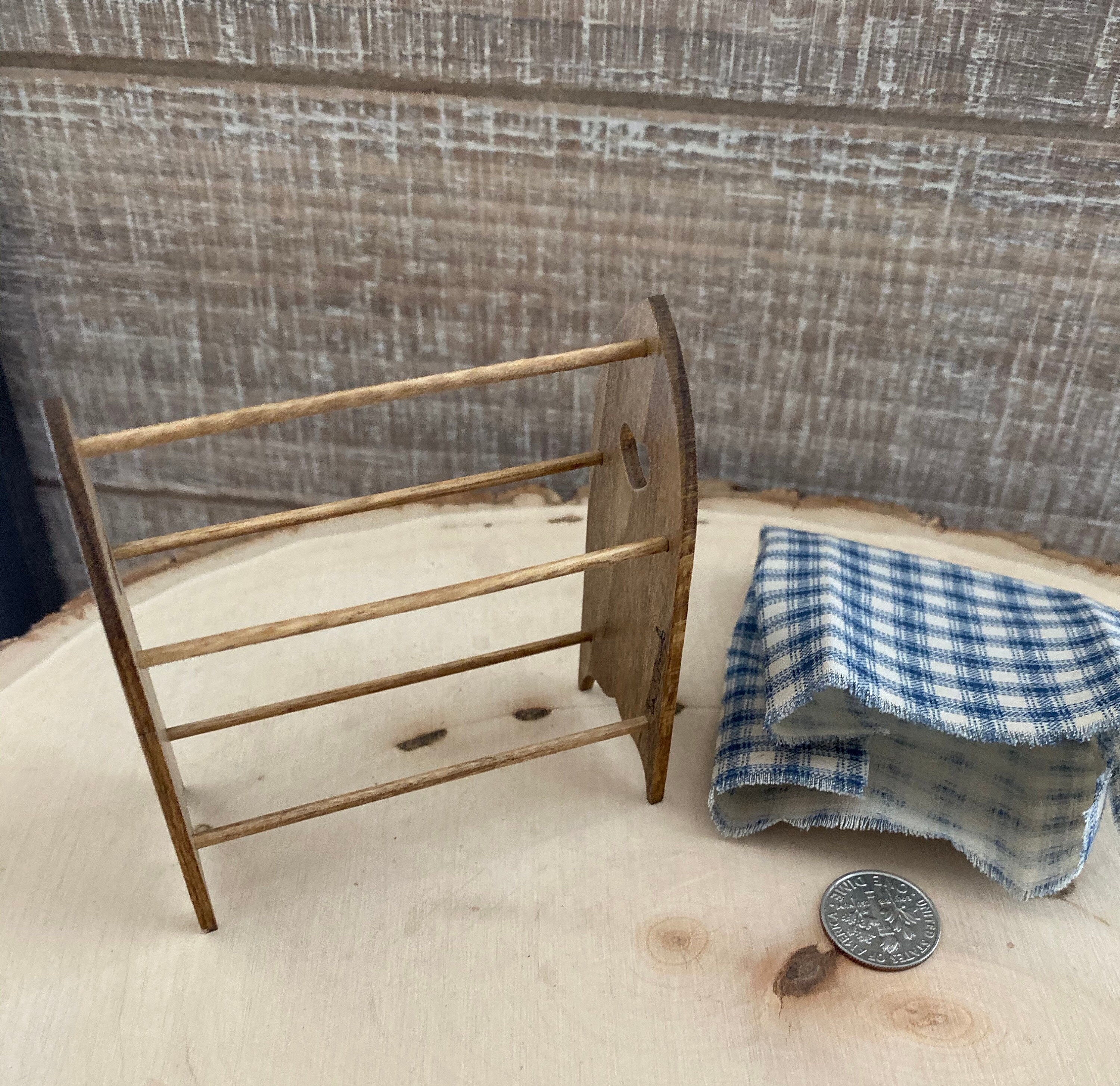 Miniature Quilt Rack, Mini Wood Hand Crafted Quilt Stand, Dollhouse